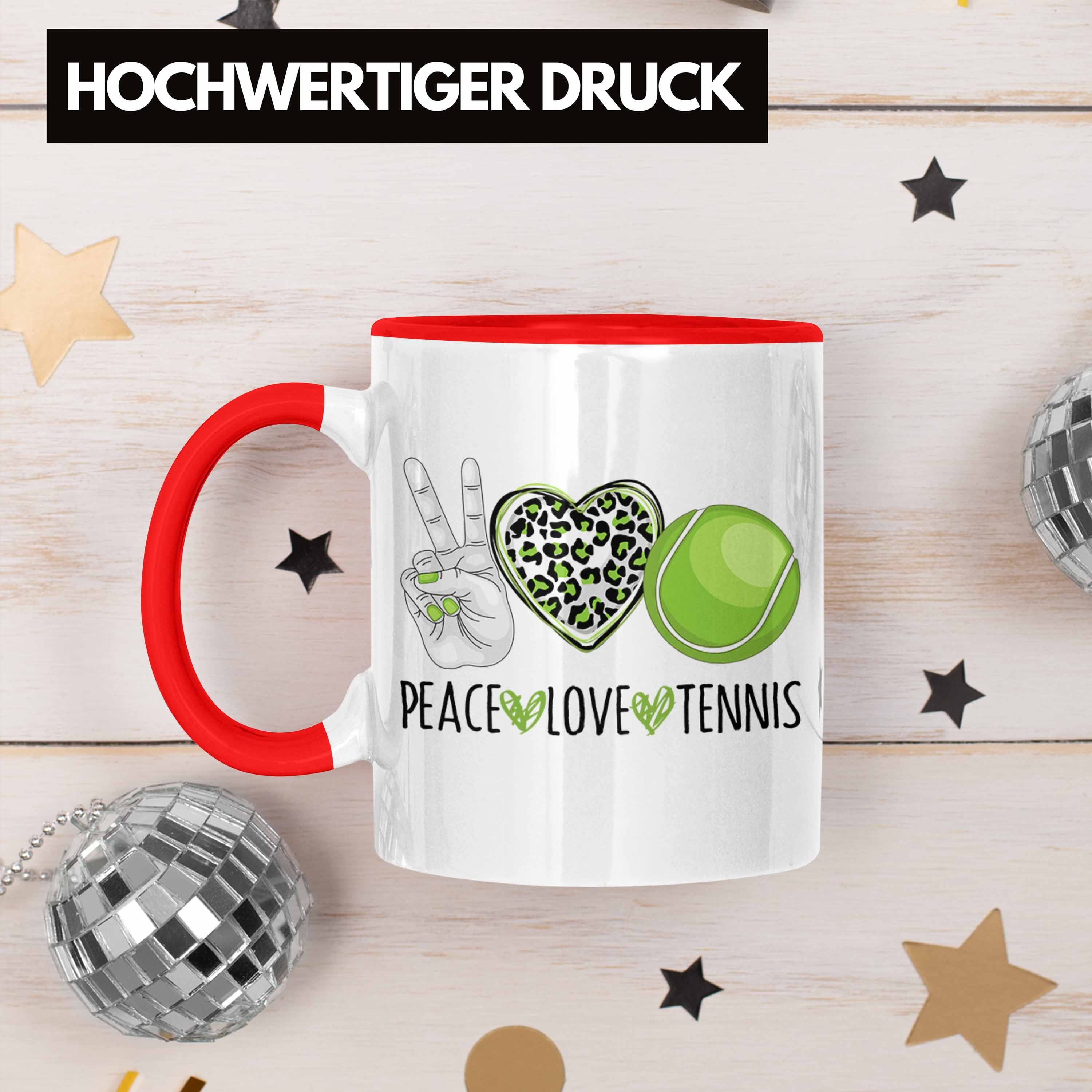Tasse Coach Geschenk "Peace Tasse Rot für Tennis Tennis-Spieler Trainer Lustige Trendation