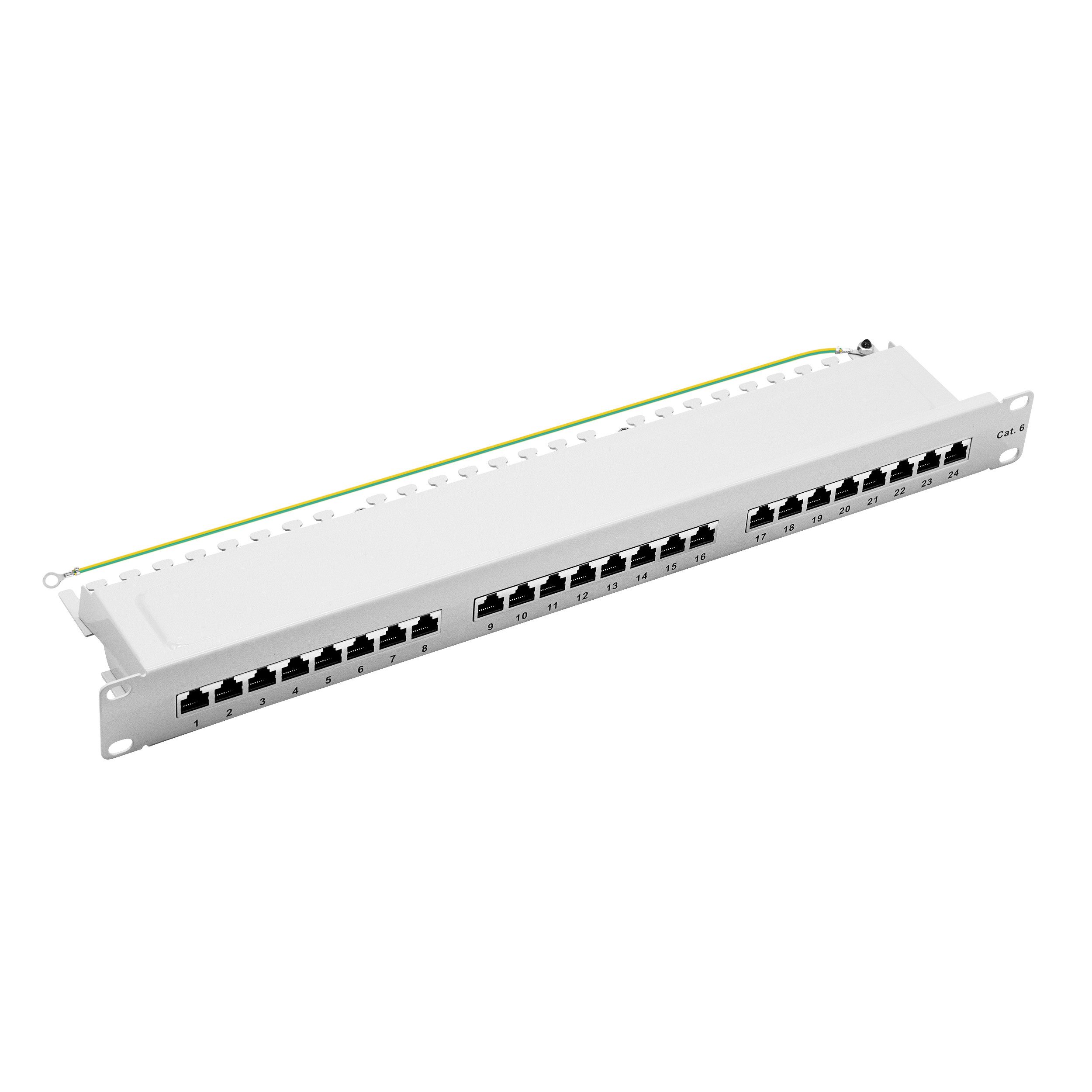 ProfiPatch Patchpanel Verteilerfeld Cat.6 19 Zoll Rackeinbau Netzwerk-Patch-Panel (24 Ports, 1 HE)