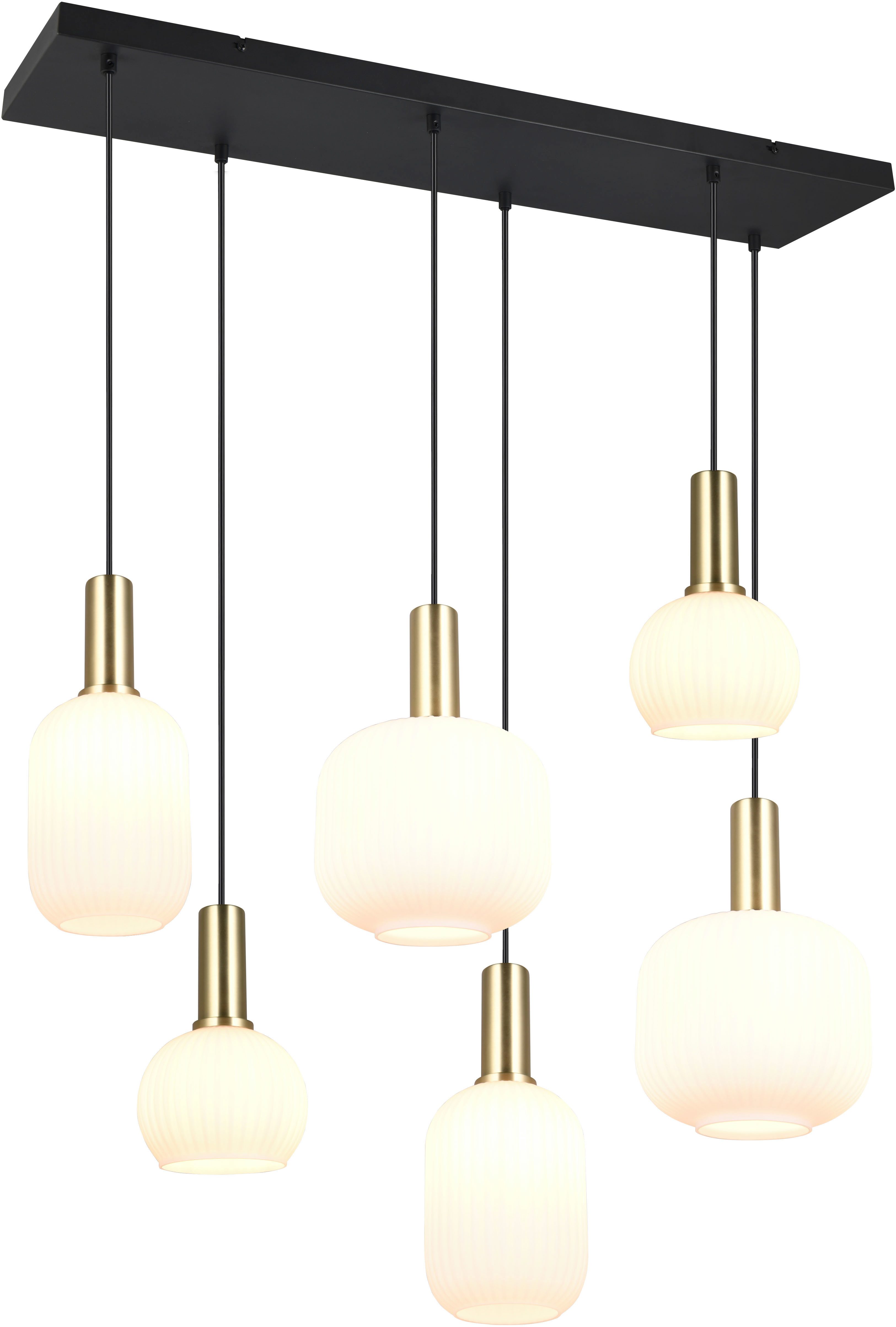 TRIO Leuchten Pendelleuchte DIVA, E27 Hängelampe 6-flammig mit Glasschirm, günstig online kaufen