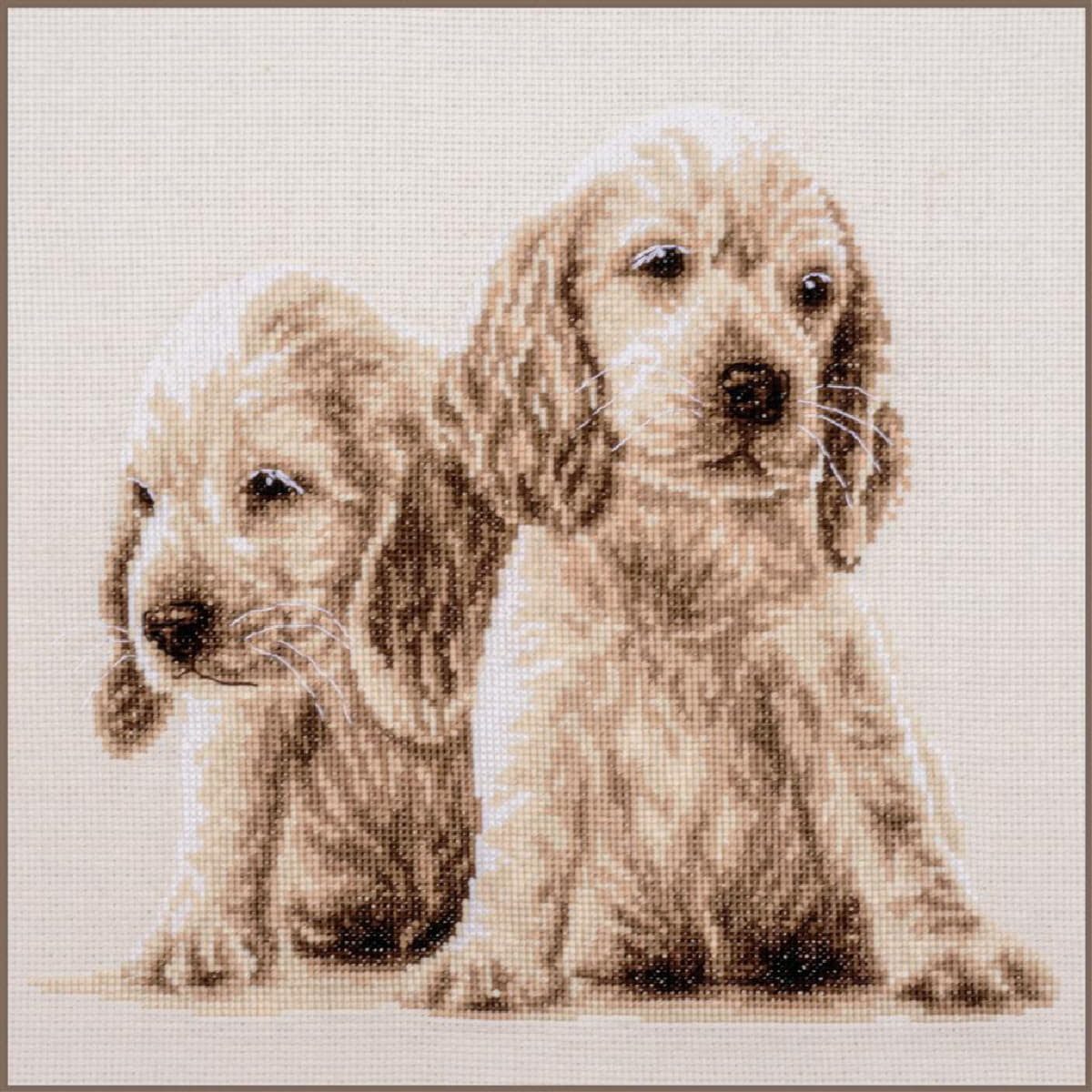 Vervaco Kreativset Vervaco Kreuzstich Stickpackung "2 Welpen", Zählmuster, 30x26cm..., (embroidery kit by Marussia)
