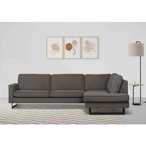 Places of Style Ecksofa Pinto, 290 cm, Ottomane links / rechts, Cord, Feincord, Luxus-Microfaser Leder und Chenille