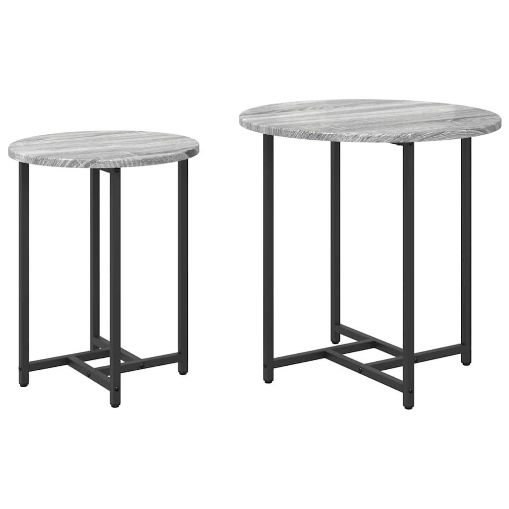 vidaXL Beistelltisch Beistelltisch-Set 2 stk. Grau Sonoma und Schwarz (2-St)