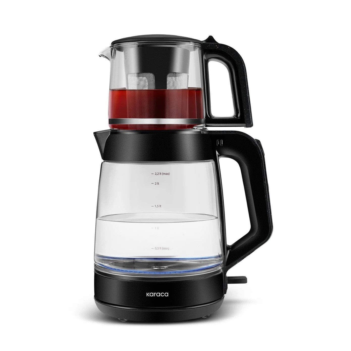 Wasser-/Teekocher Karaca Glass Tea XL 2 in 1 Glas Teemaschine Teekocher Wasserkocher Tee