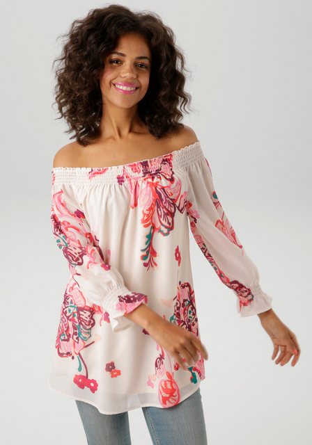 Aniston CASUAL Schlupfbluse mit extravagantem Blumendruck- jedes Teil ein U günstig online kaufen