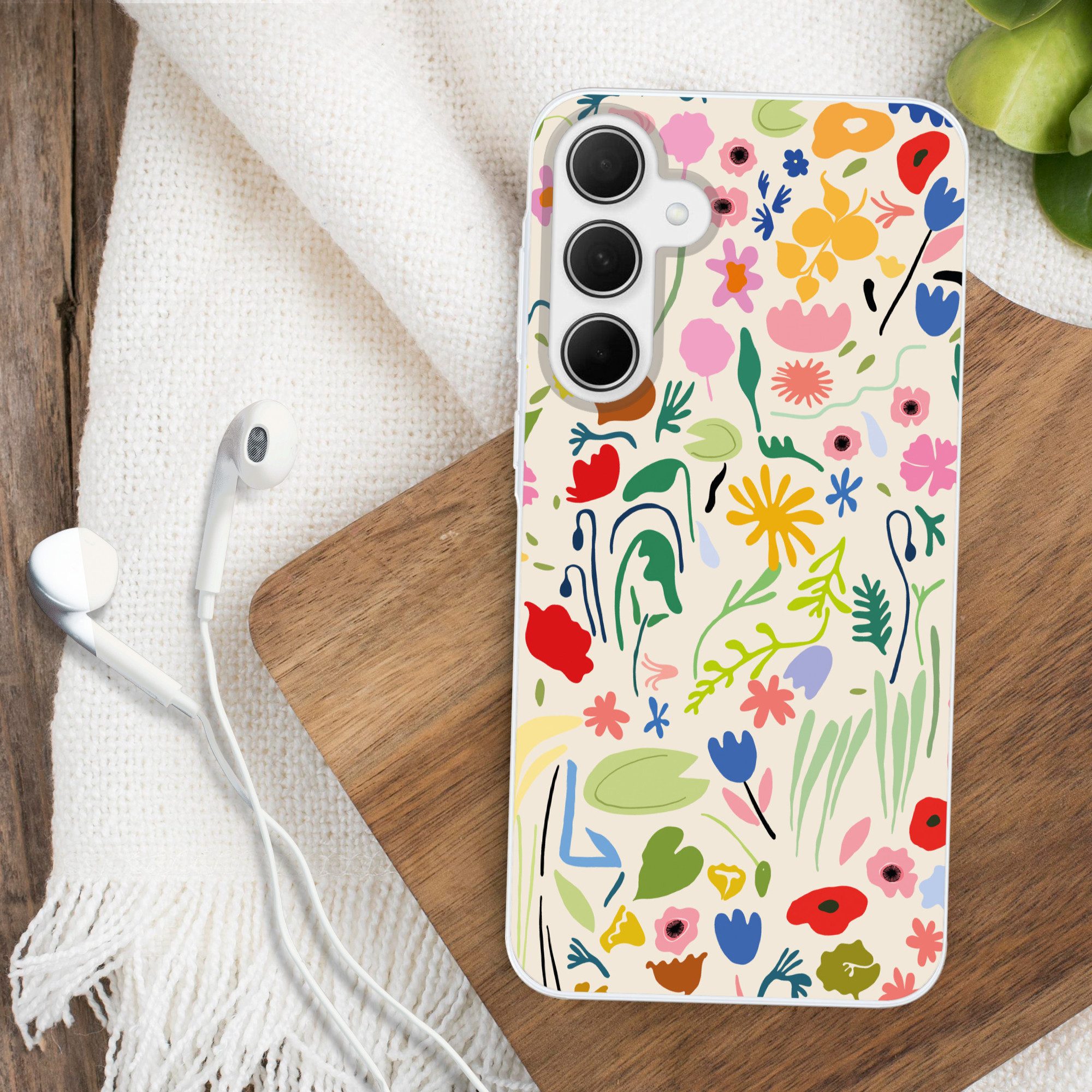 MuchoWow Handyhülle für Samsung Galaxy A35 5G Blumen - Muster - Pflanzen, Smartphone-Bumper, Print, Handy Schutzhülle Dünn