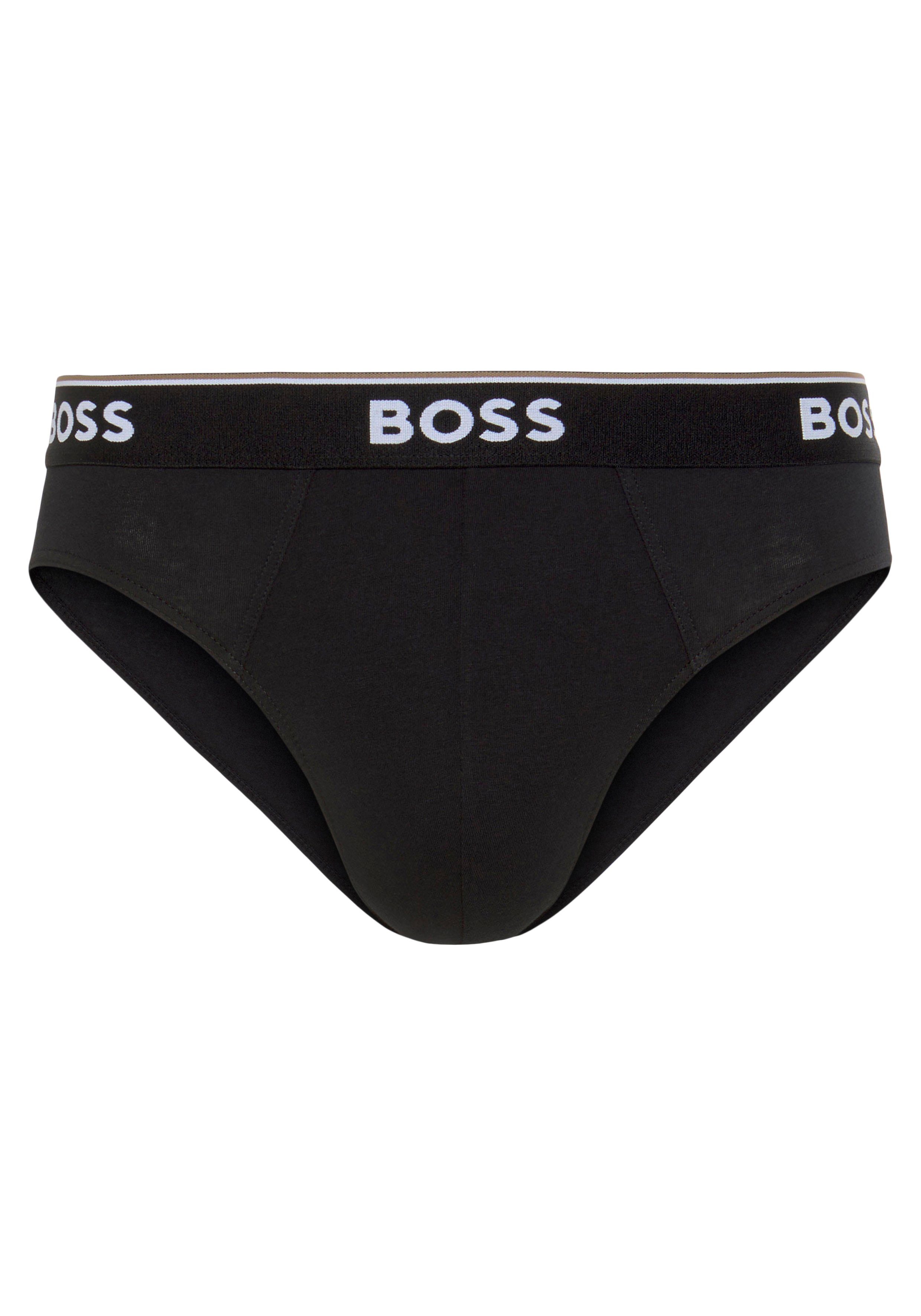 BOSS Slip Brief 3P mit Pack) black olive BOSS dem Logo / 964 (Packung, / Bund 3er auf Power navy 3-St