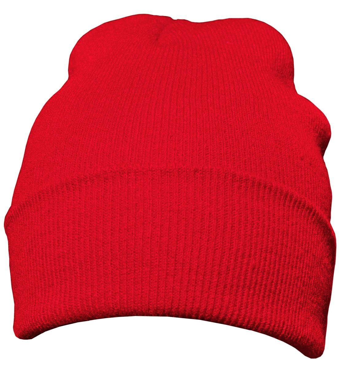 Design, rot Krempe Mütze klassisches Beanie (Packung, DonDon mit Wintermütze, Beanie 1-St)