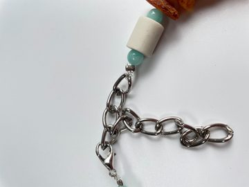 Wandtattoodesign Hunde-Halsband Bernsteinkette mit Edelstein Amazonit und EM Keramik Gratis Aufkleber, in Verschiedenen Größen