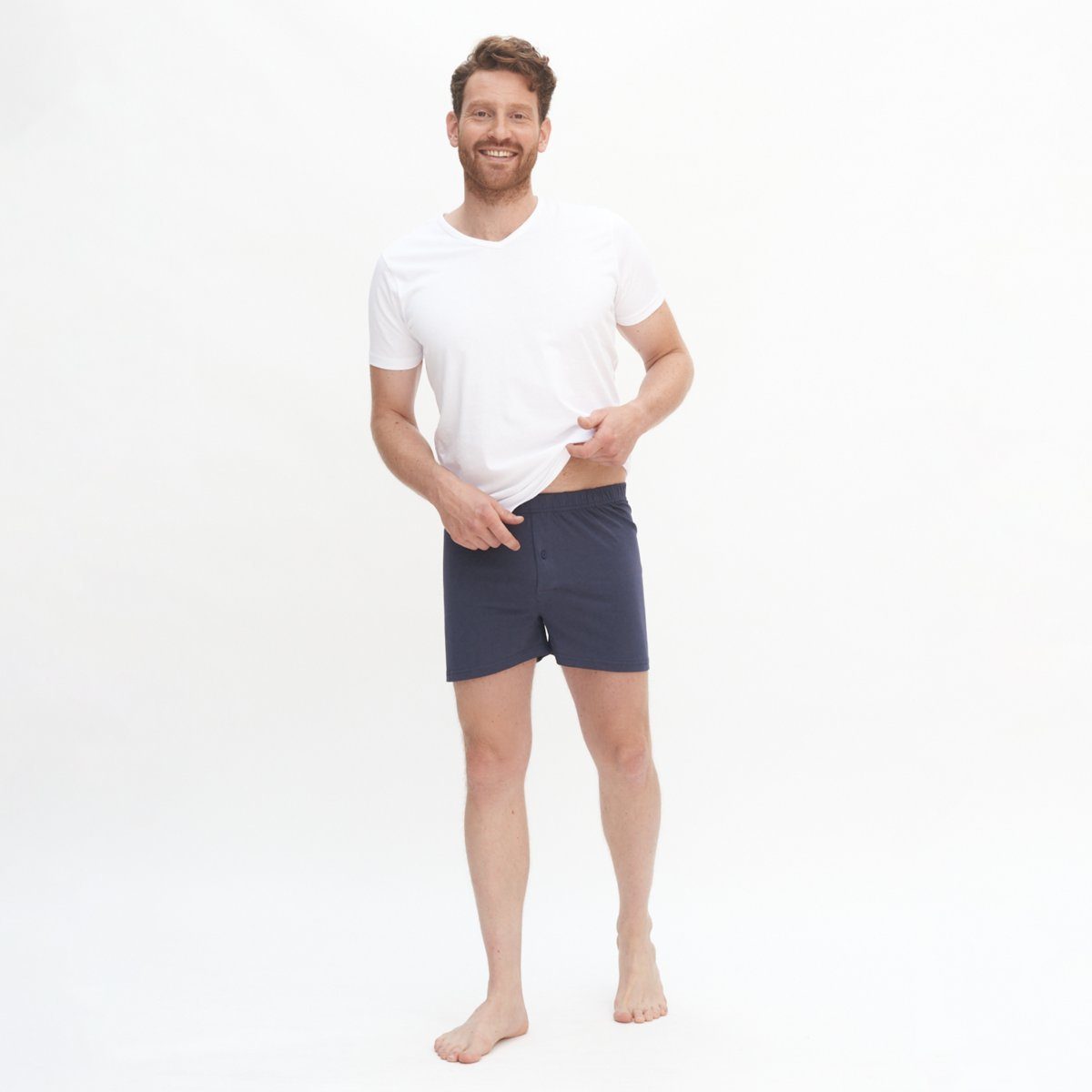 Lockerer ohne Boxershorts Seitennähte weitem CRAFTS Navy BEN Bein mit und LIVING Graphite Schnitt