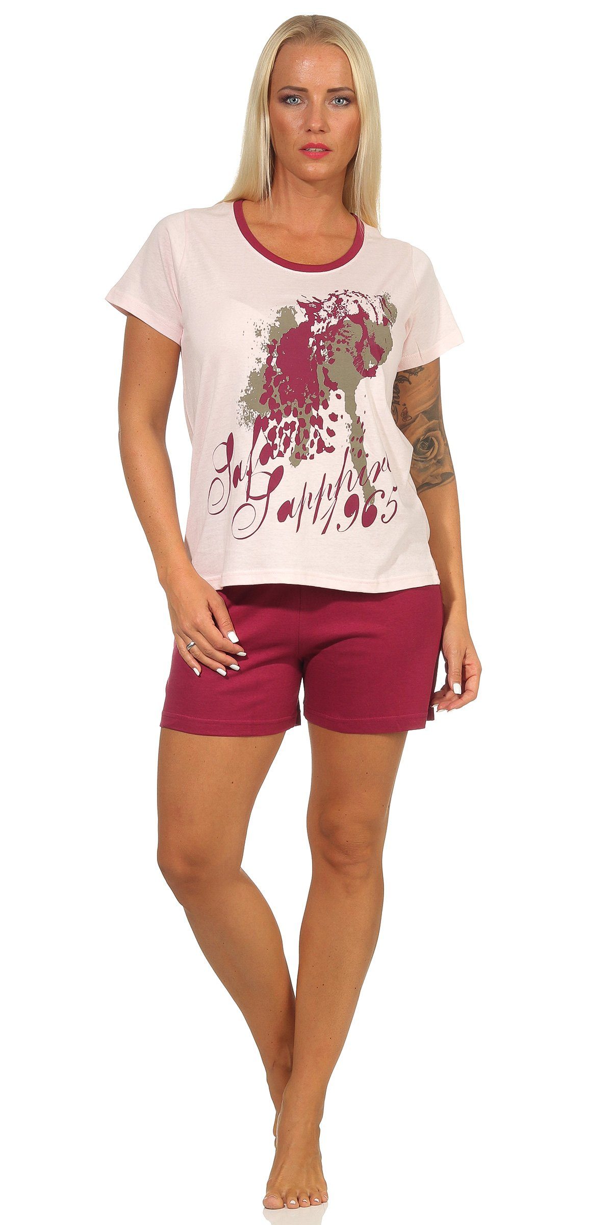 Moonline Schlafanzug Kurzer Damen Pyjama Schlafanzug günstig online kaufen