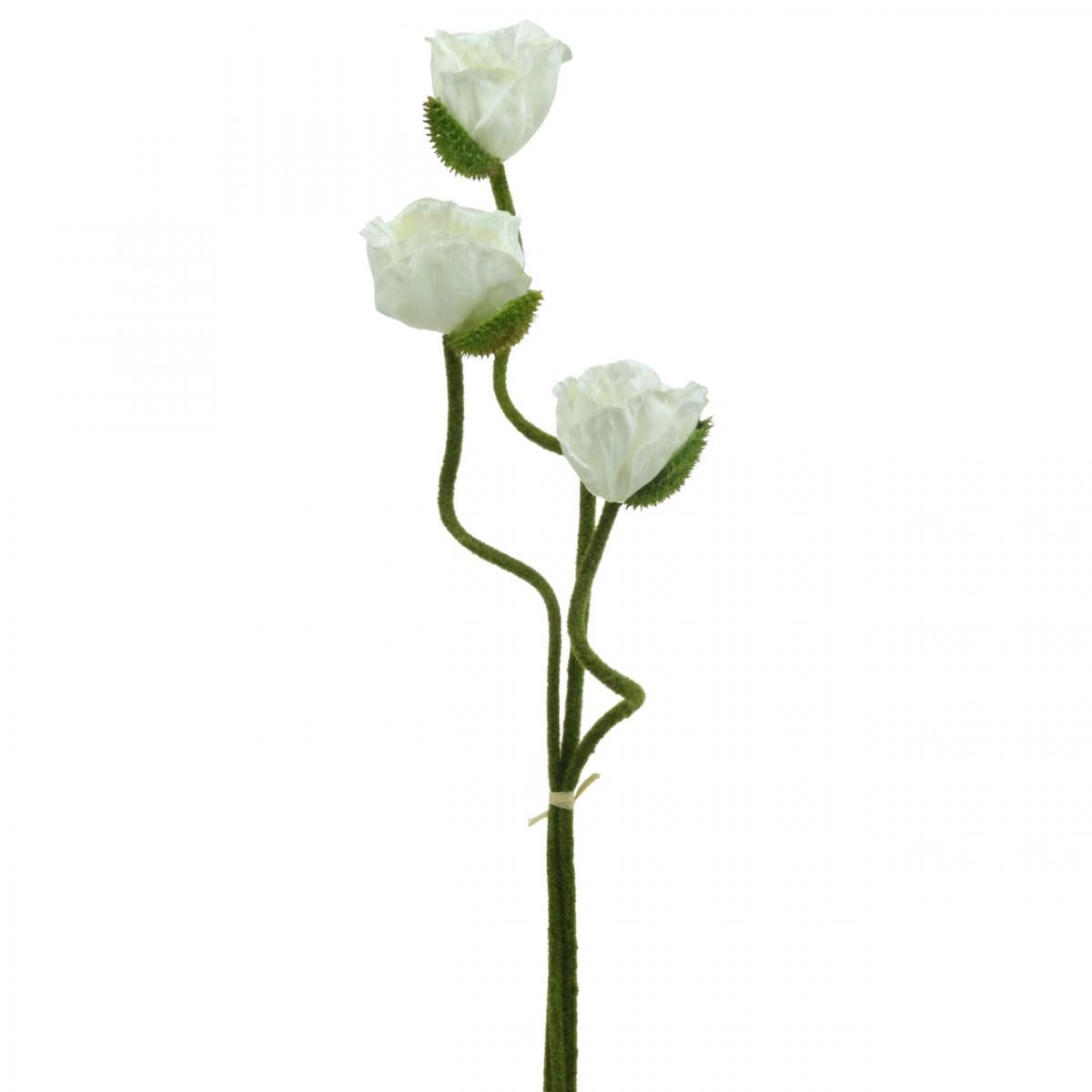 Kunstblume Kunstblume Mohnblume Weiß 3er-Set 55/60/70cm günstig online kaufen