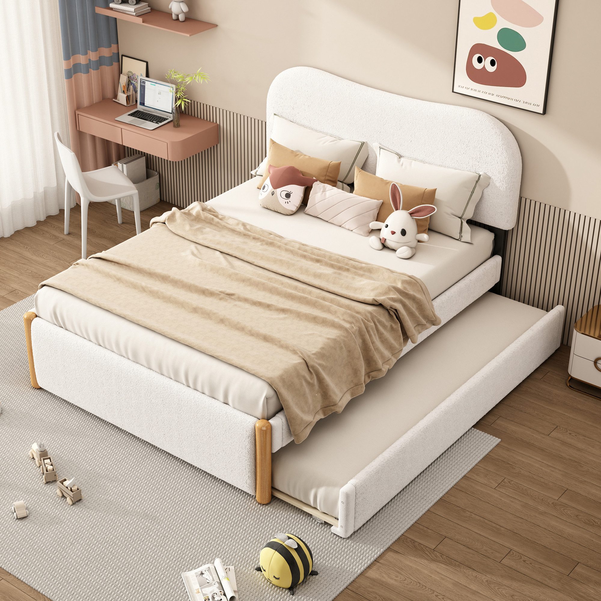 STILVORA Polsterbett 140×200 mit ausziehbett,Kinderbett mit günstig online kaufen