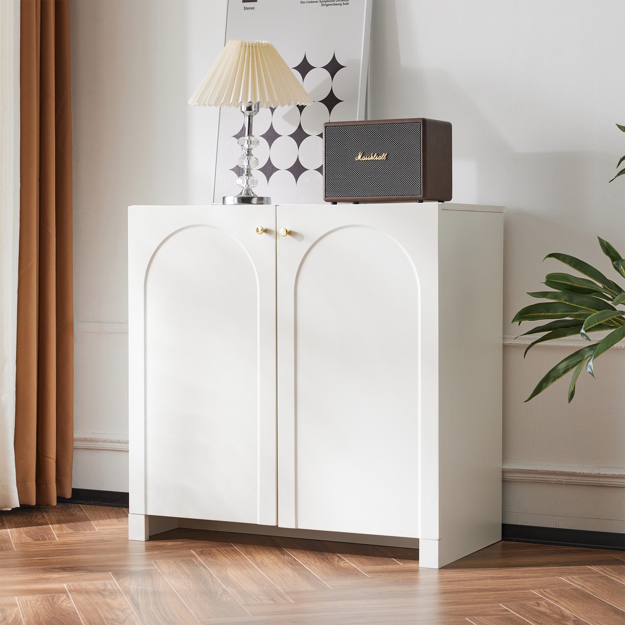 Flieks Kommode mit 2 Türen Creme-Weiß (1 St., 80x40x80 cm), Sideboard Standschrank Aufbewahrungsschrank Wohnzimmer