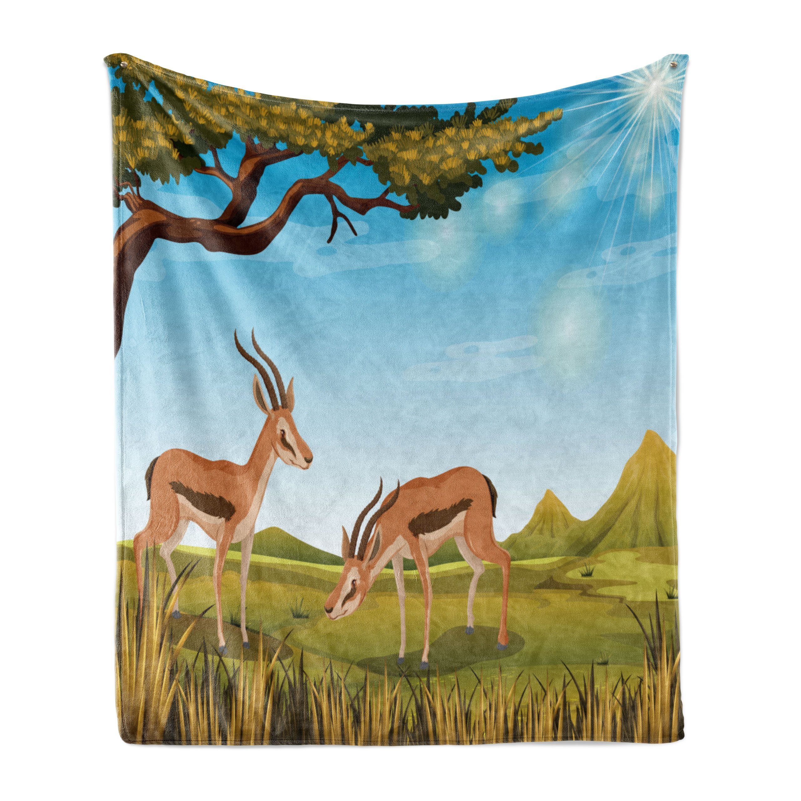 Antilope Wohndecke Tier-Natur-Szene Gemütlicher und den Innen- für Außenbereich, Plüsch Abakuhaus,