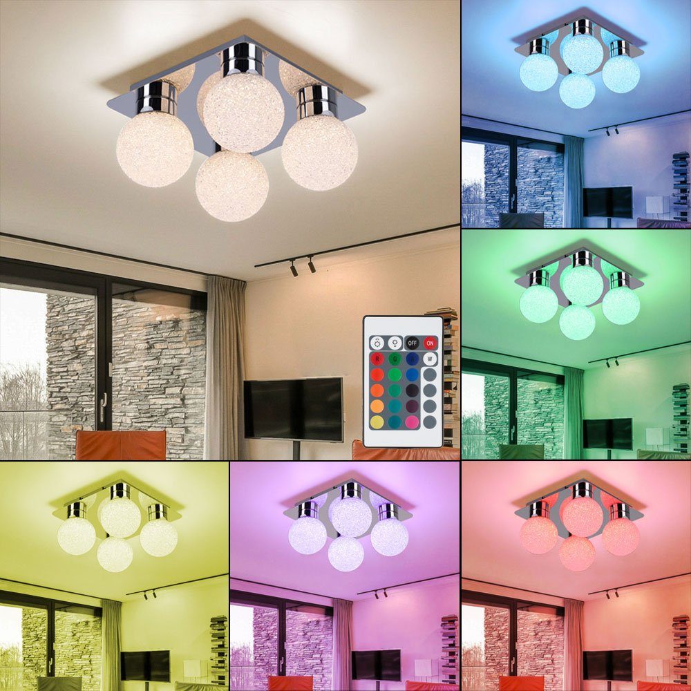 Warmweiß, verbaut, Fernbedienung Leuchte Farbwechsel, LED etc-shop fest LED Decken Deckenleuchte, LED-Leuchtmittel Kugel Zimmer Wohn RGB Lampe Strahler