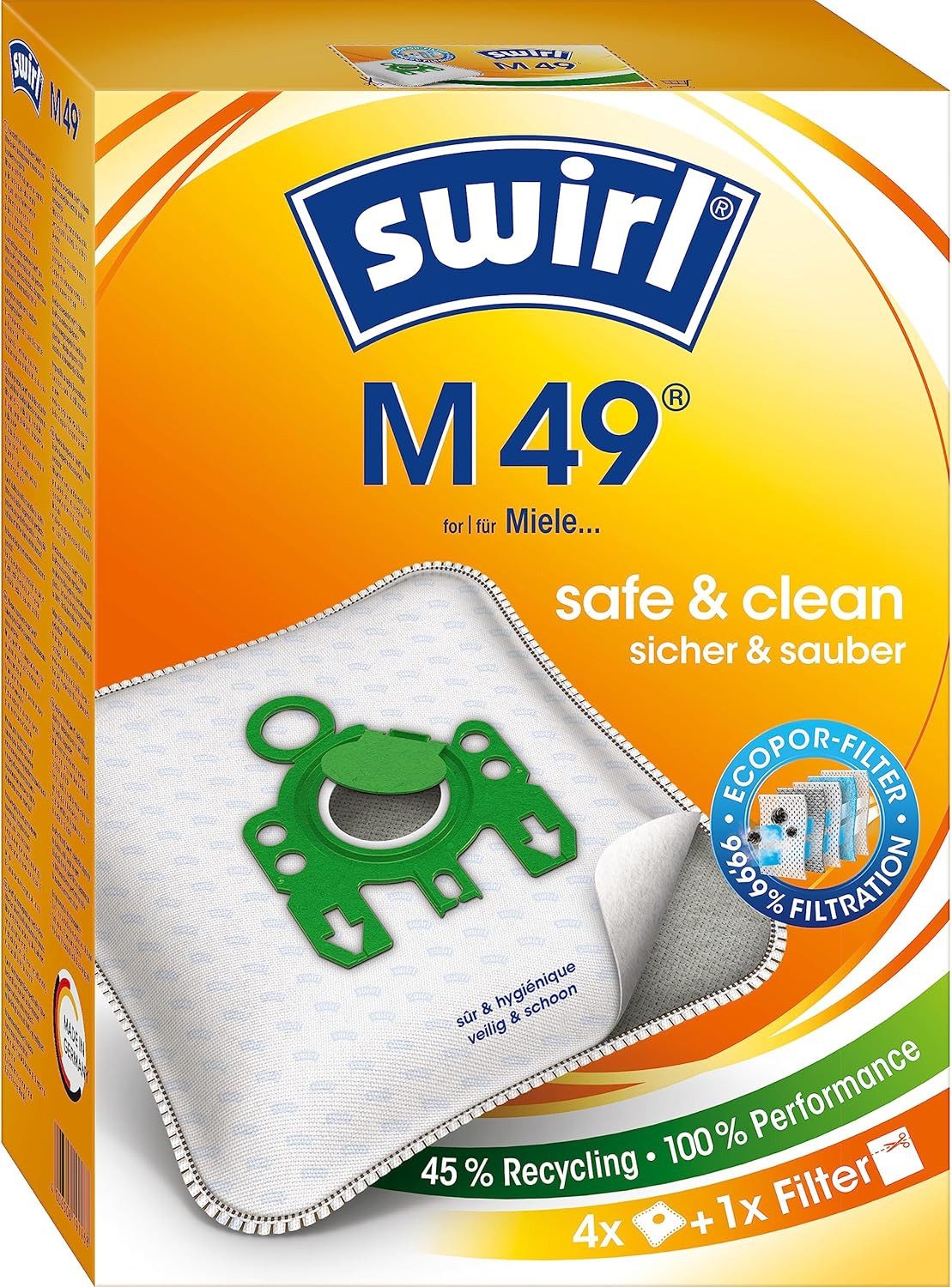 Swirl Staubsaugerbeutel M 49 EcoPor Staubsaugerbeutel für Miele, 1 St.