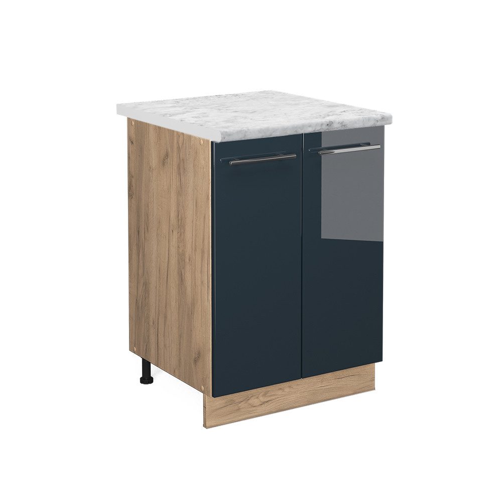 Vicco Unterschrank Fame-Line, Dunkelblau Hochglanz/Goldkraft Eiche, günstig online kaufen