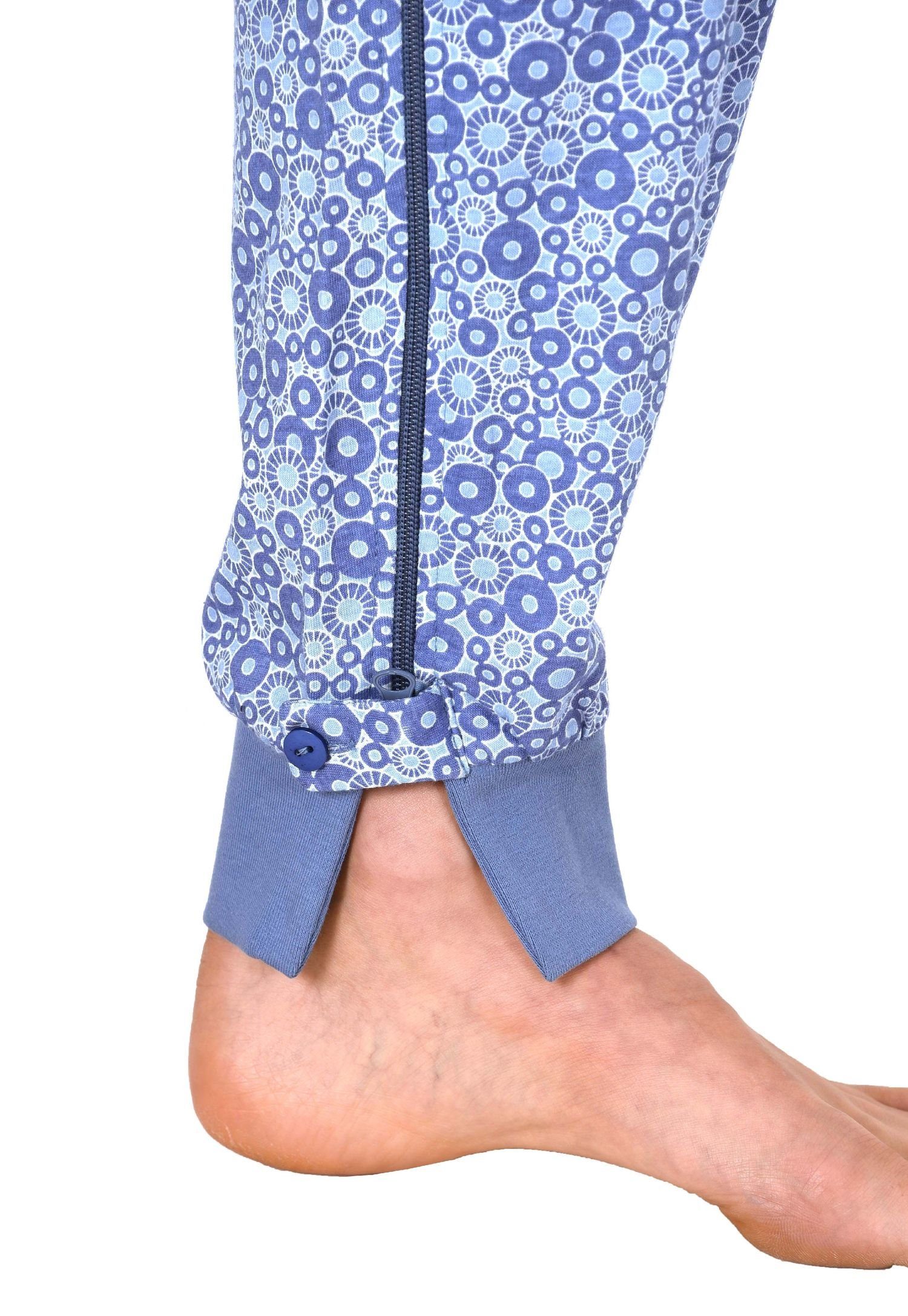 Normann Care Pyjama Damen Pflegeoverall langarm mit Reißverschluss am Rücken und Bein