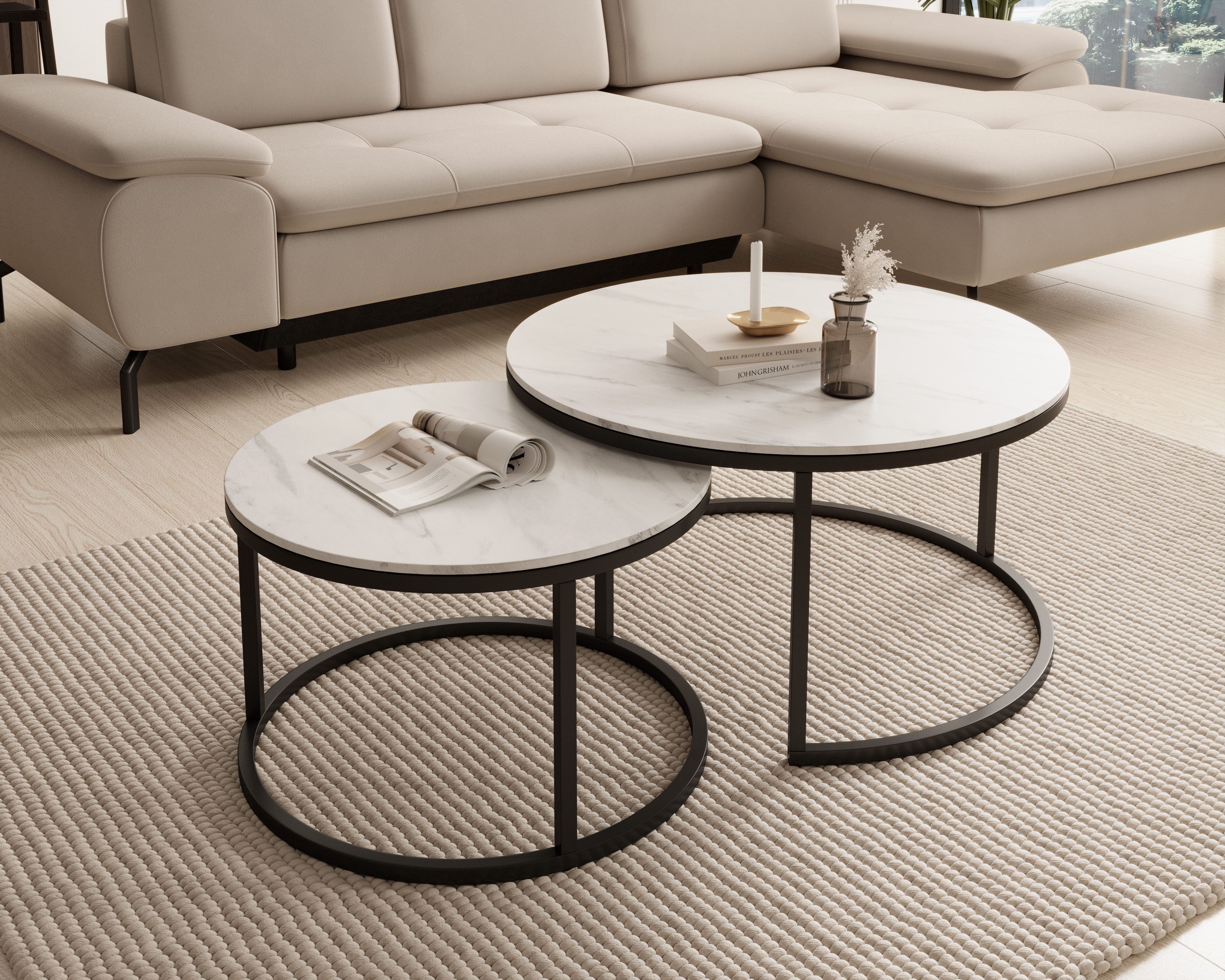 Stolkom Sp.z.o.o. Couchtisch Gino, 2-er Set Keramik, Tisch marmoriert günstig online kaufen