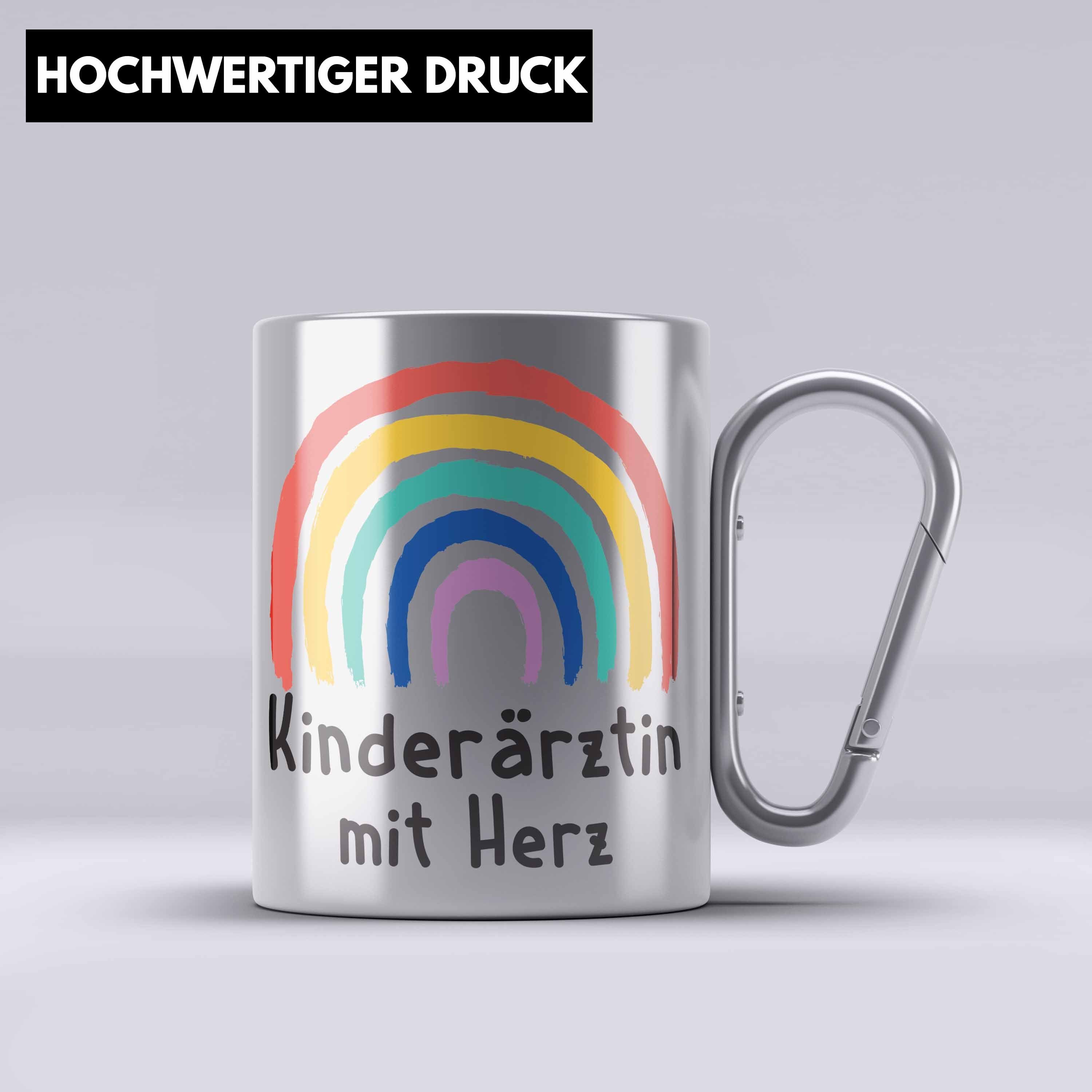 Trendation Thermotasse Kinderärztin mit Herz Edelstahl Tasse Geschenk Geschenke mit Spruch Ed