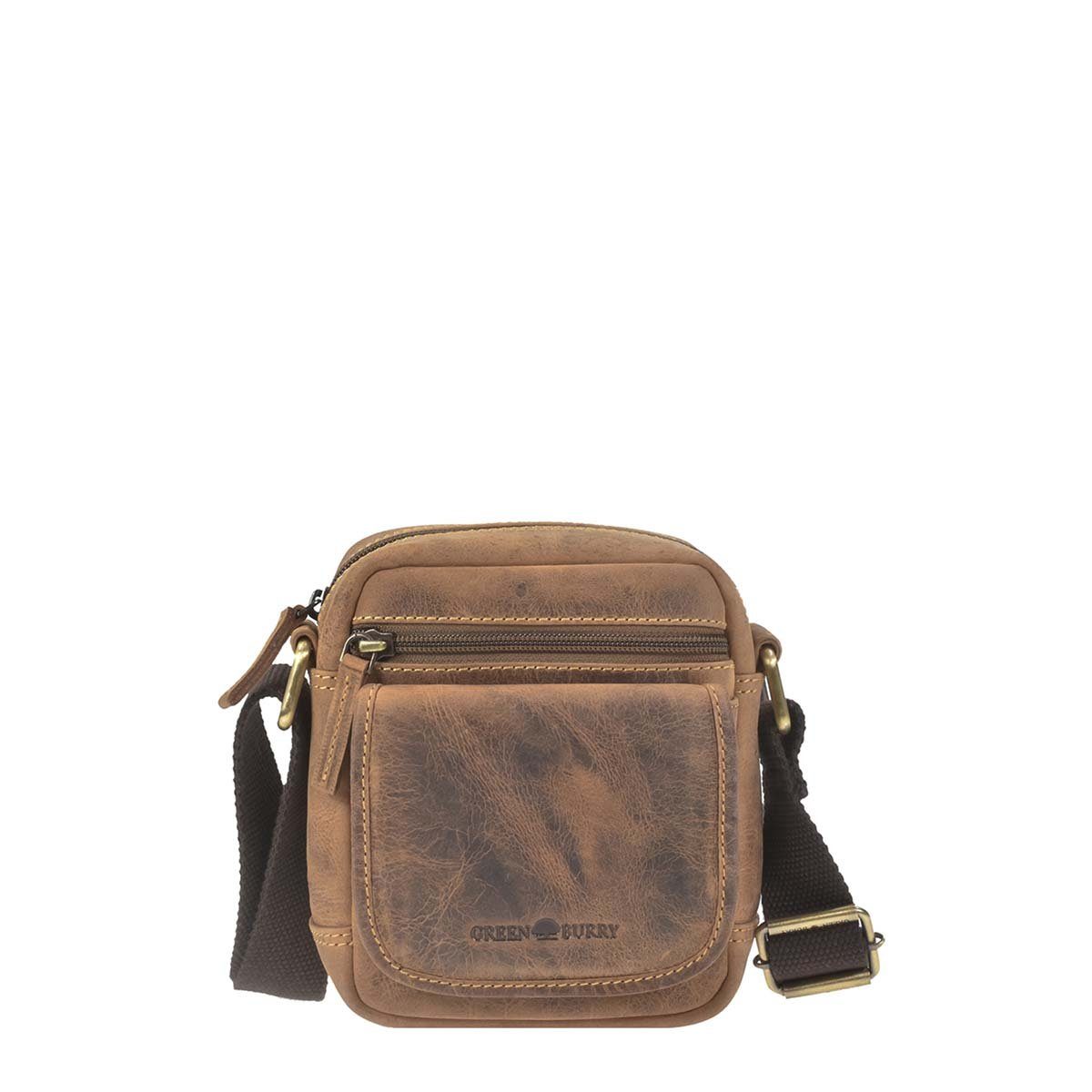 Greenburry Umhängetasche "Vintage" Leder, Schultertasche, kleine Herrentasche 15x17cm, antik Look