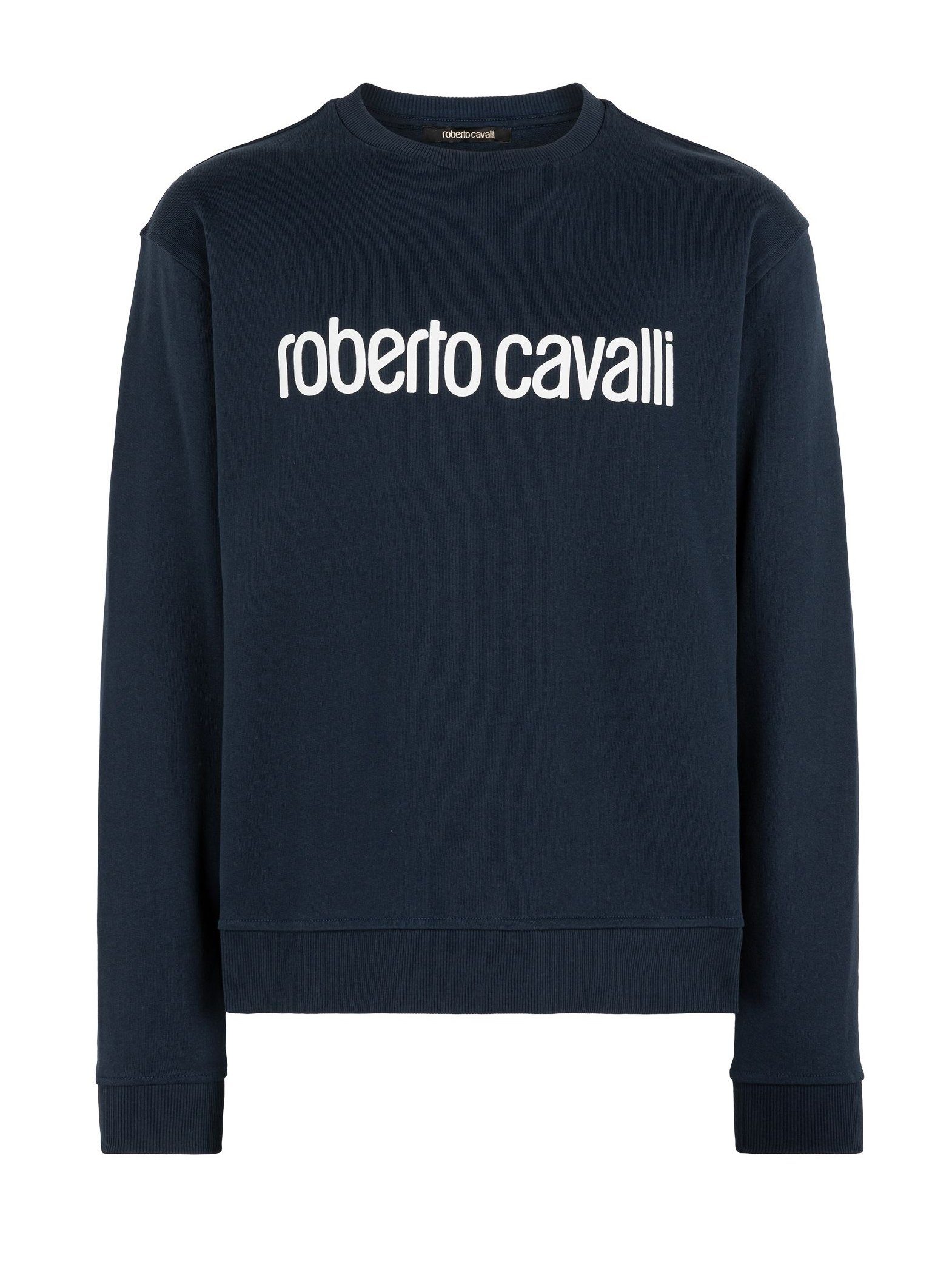 roberto cavalli Sweatshirt Kurz geschnittener Logo Pullover - IST68H Blau