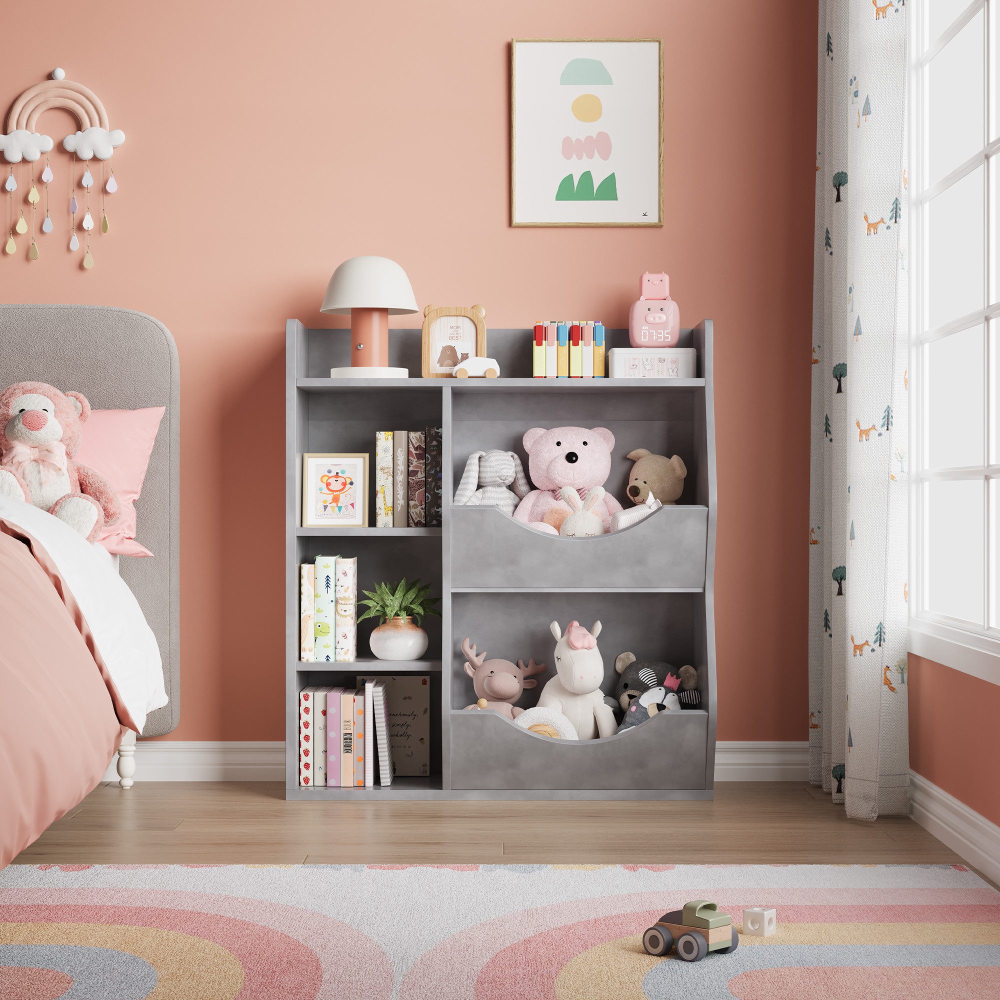 GarveeMore Kinderregal Bücherregal Kinder Spielzeugregal mit 5 Fächern 81x3 günstig online kaufen