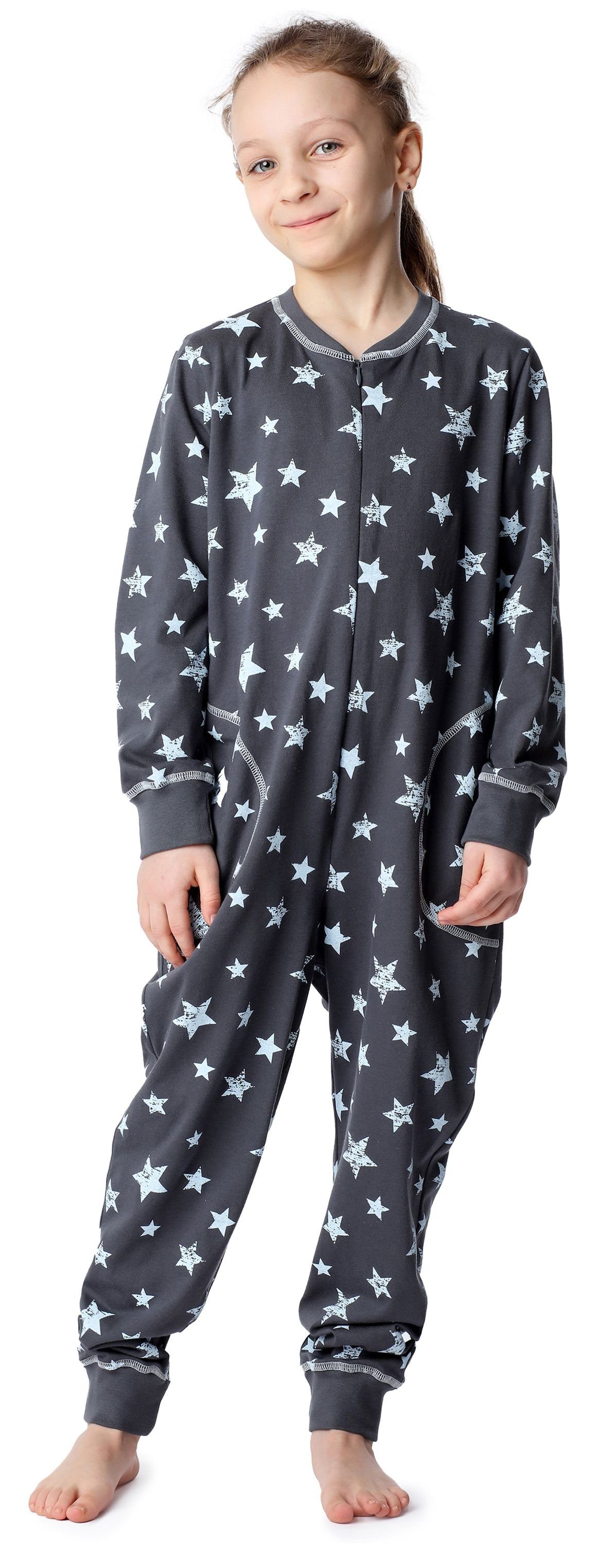 Merry Style Schlafanzug Mädchen Schlafanzug Jumpsuit MS10-186 Grau Blaue Sterne