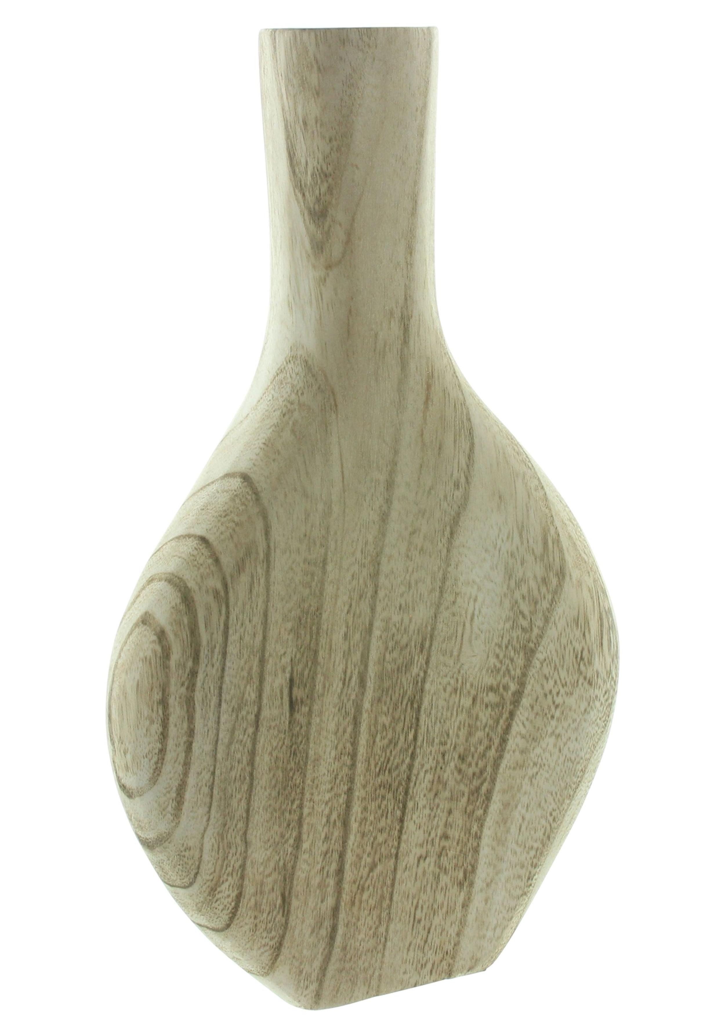 Dekovase Dekovase Wood flach Paulownia Holz 34cm – Trockenblumen