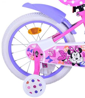 TPFSports Kinderfahrrad Disney Minnie 16 Zoll mit Rücktritt + Handbremse, 1 Gang, (Mädchen Fahrrad - Rutschfeste Sicherheitsgriffe), Kinder Fahrrad 16 Zoll mit Stützräder Laufrad Mädchen Kinderrad