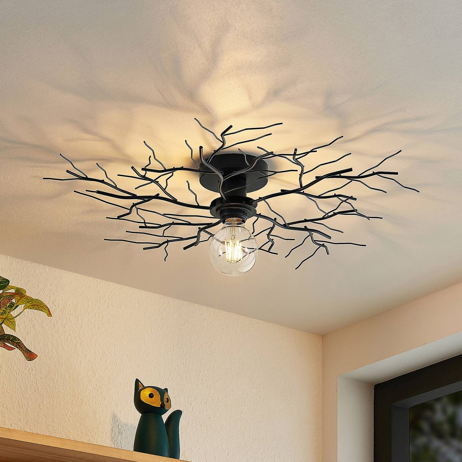 Lindby Deckenleuchten Vetki, Metall, Schwarz IP20, 1 x 60 W günstig online kaufen