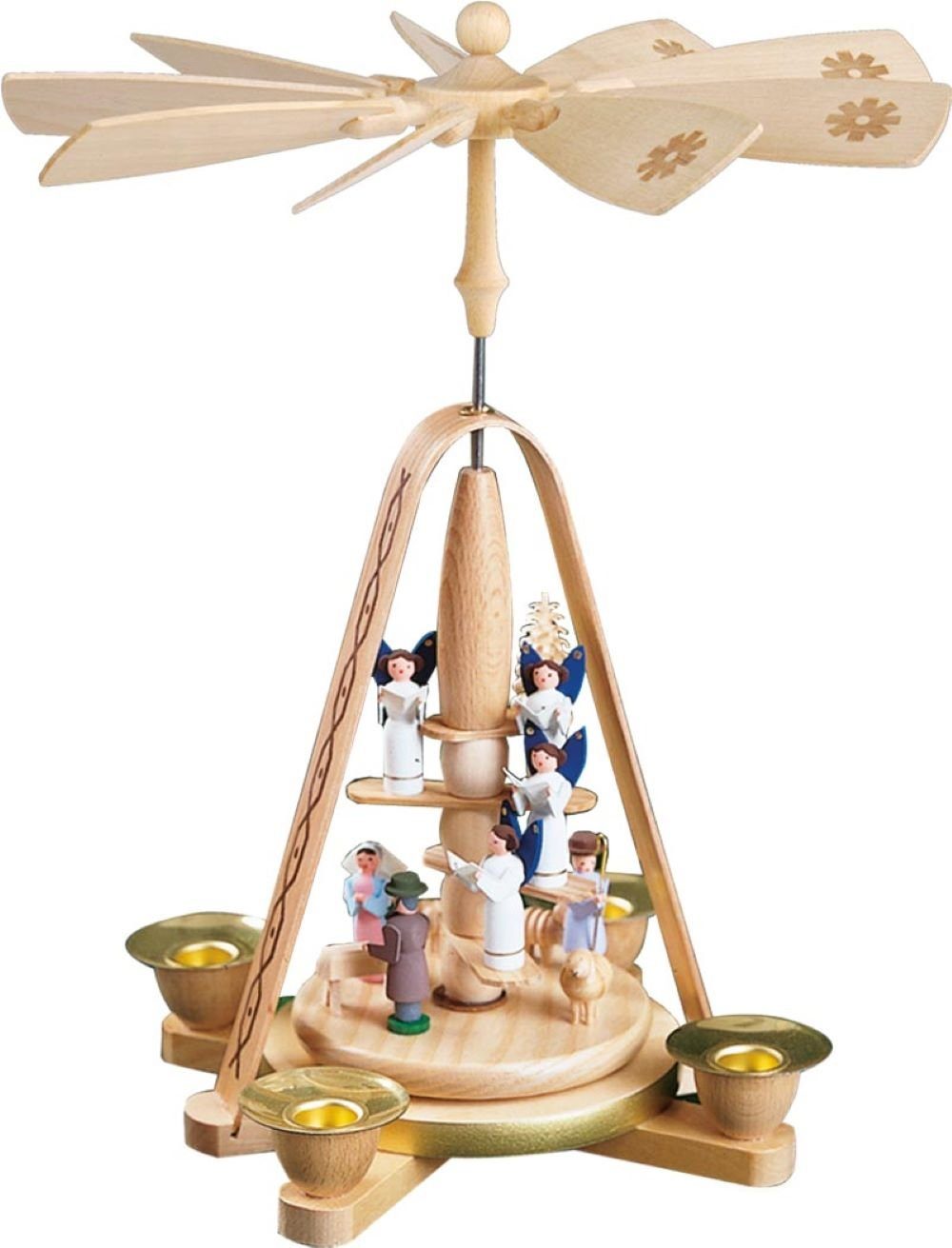 Weihnachtspyramide Pyramide Engeltreppe mit Christi Geburt, Höhe 28 cm