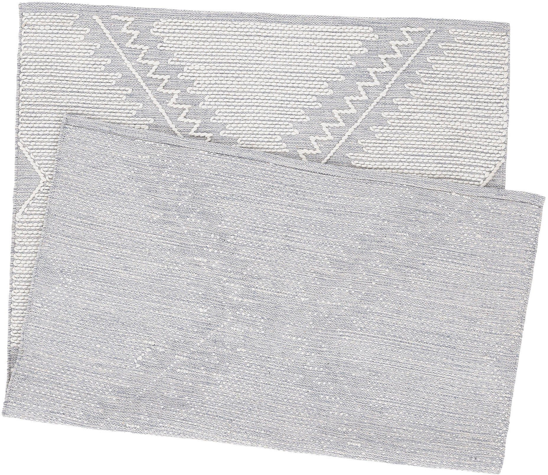 Teppich Kelim Durry, geometrisch, reine Baumwolle mm, Hoch-Tief Höhe: carpetfine, 5 Effekt, Handweb, rechteckig, grau handgewebt