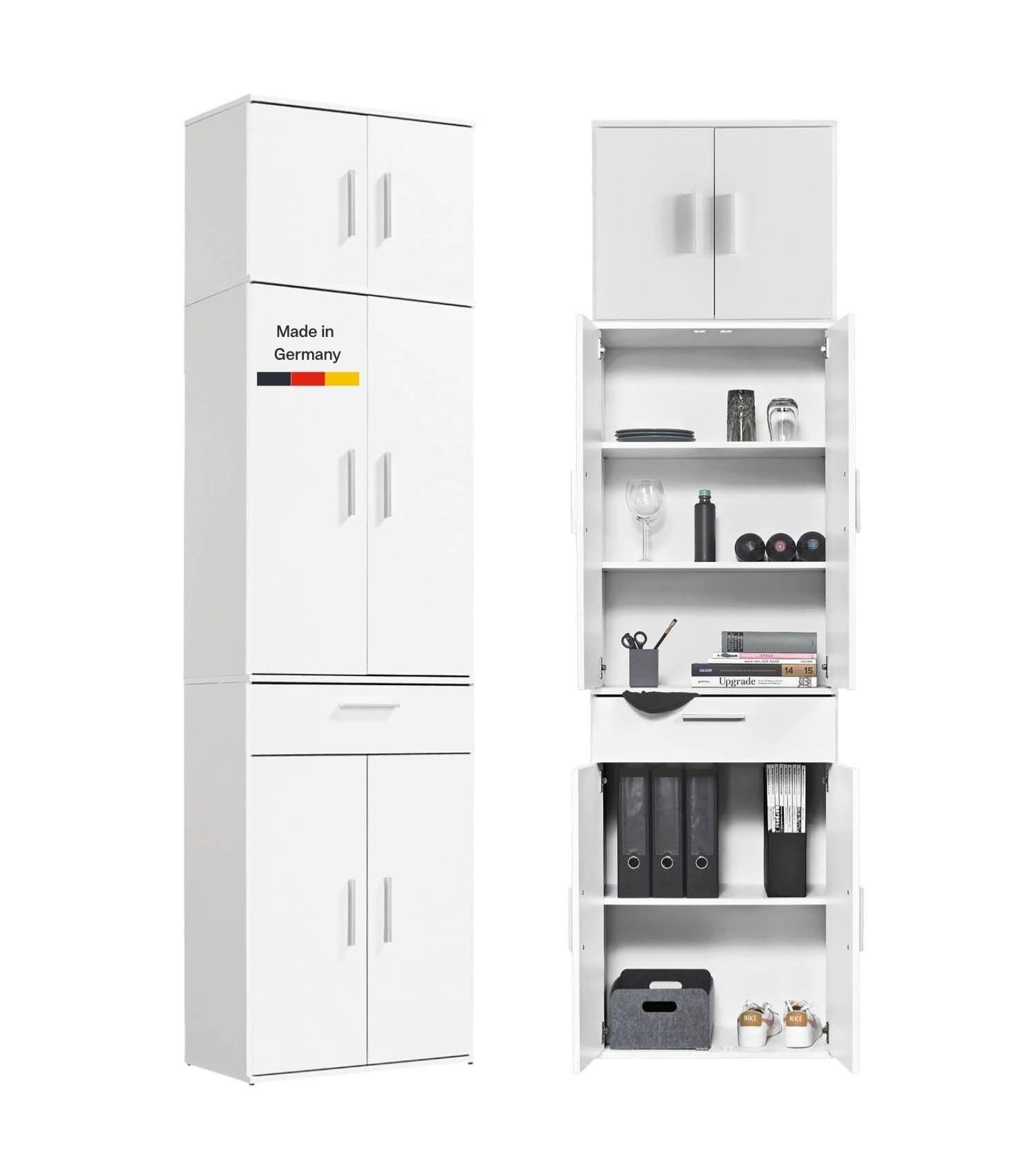 mokebo Mehrzweckschrank Der Extralange Made in Germany, Büroschrank, Aktenschrank, Flurschrank in Weiß