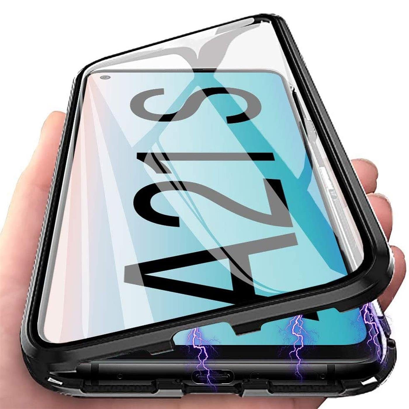 CoolGadget Handyhülle Metall Magnet Handy Case für Samsung Galaxy A21s 6,5 Zoll, Hülle 360 Grad Schutz Cover Gehärtetes Glas für Samsung A21s