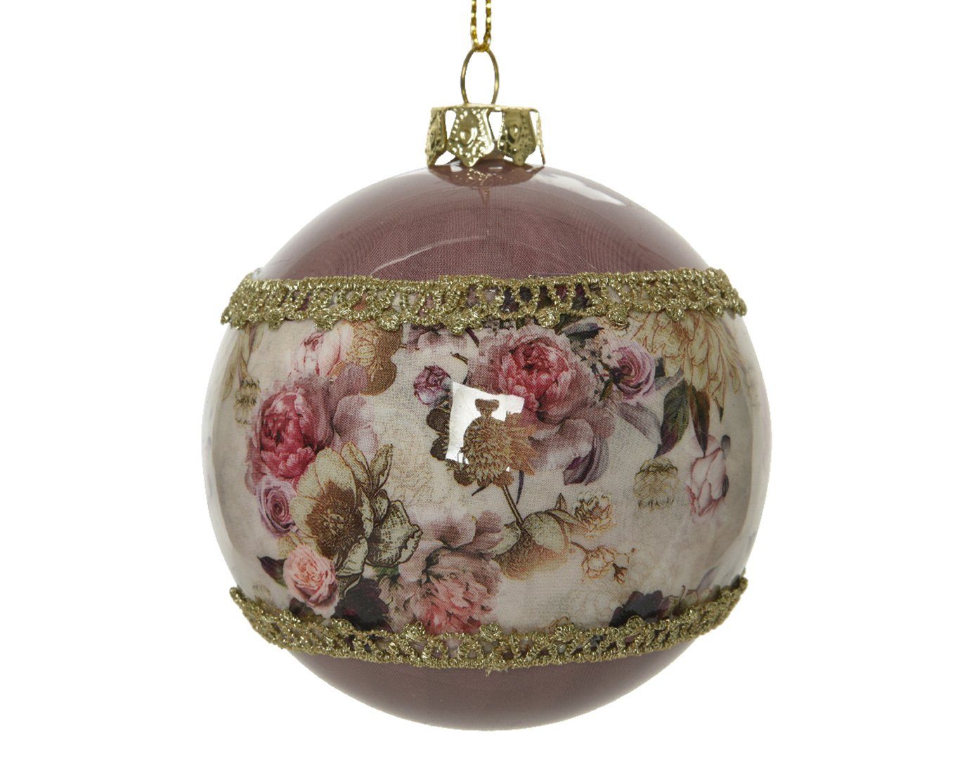 decorations 8cm Altrosa season Christbaumschmuck, Decoris Weihnachtskugeln Vintage 12er Kunststoff Set Blumen -