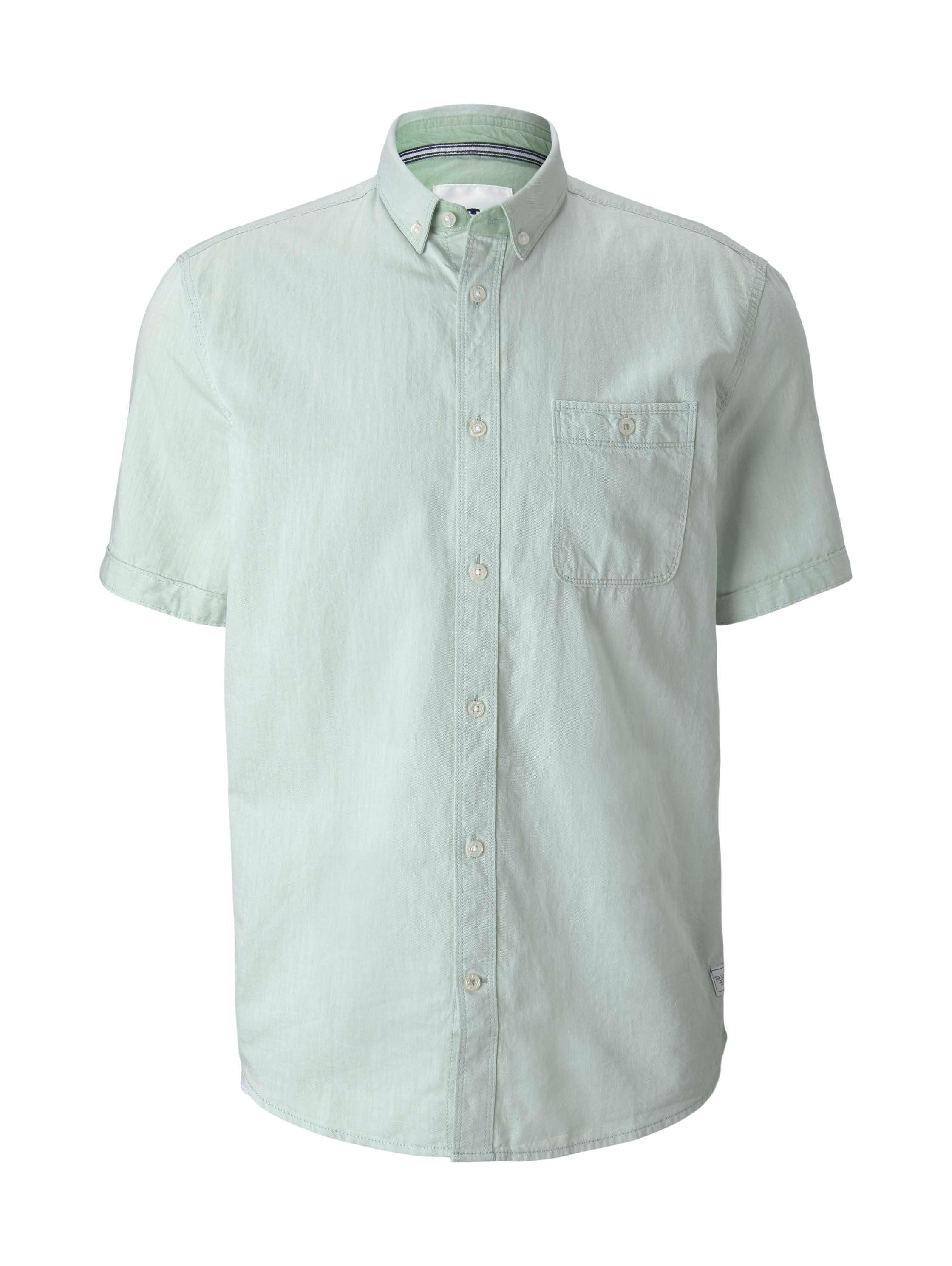 TOM TAILOR Kurzarmshirt green white two face twill