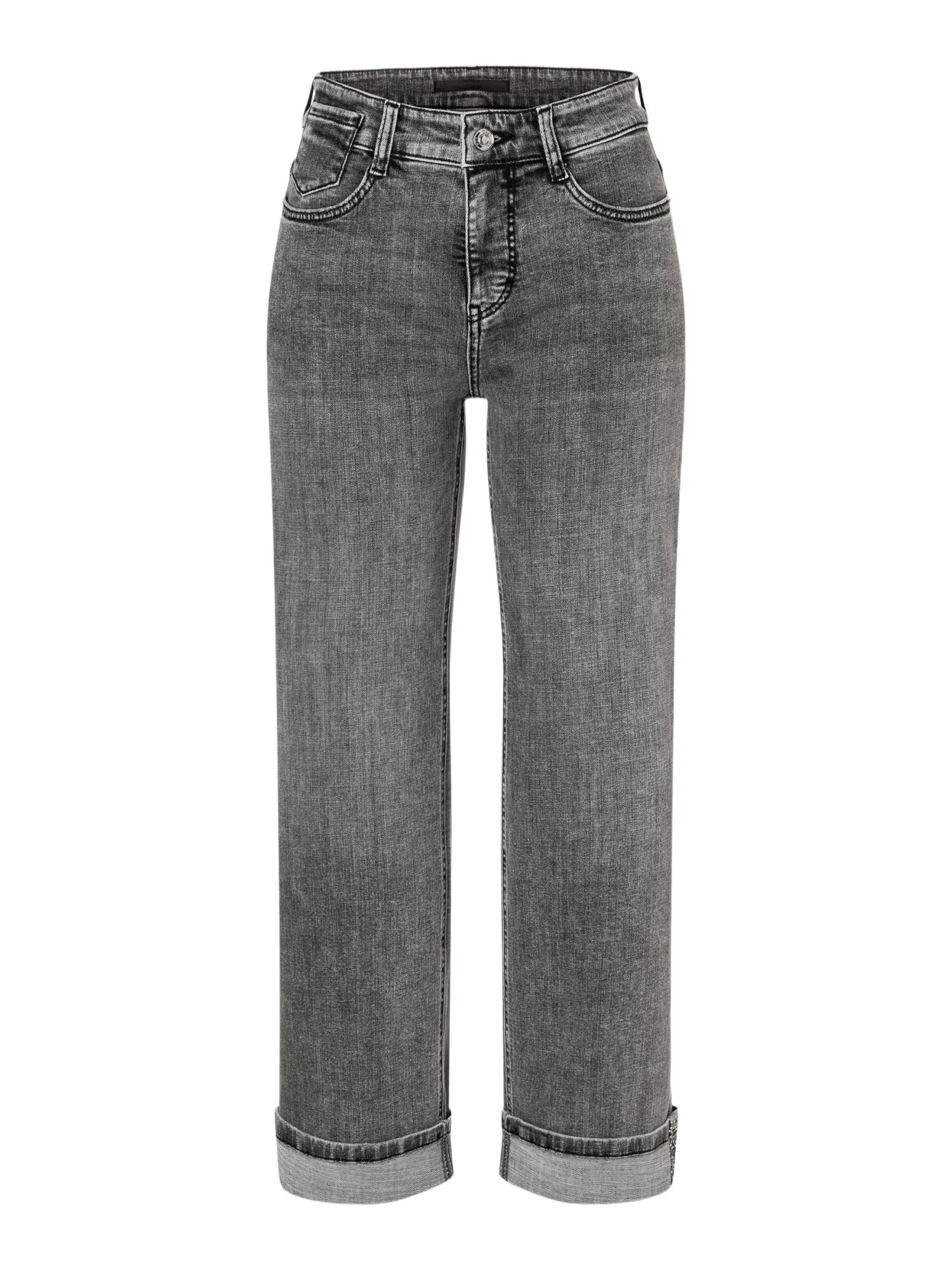 MAC Stretch-Hose grau, Casual, Baumwolle, Unifarben, Flared Fit, Mittel