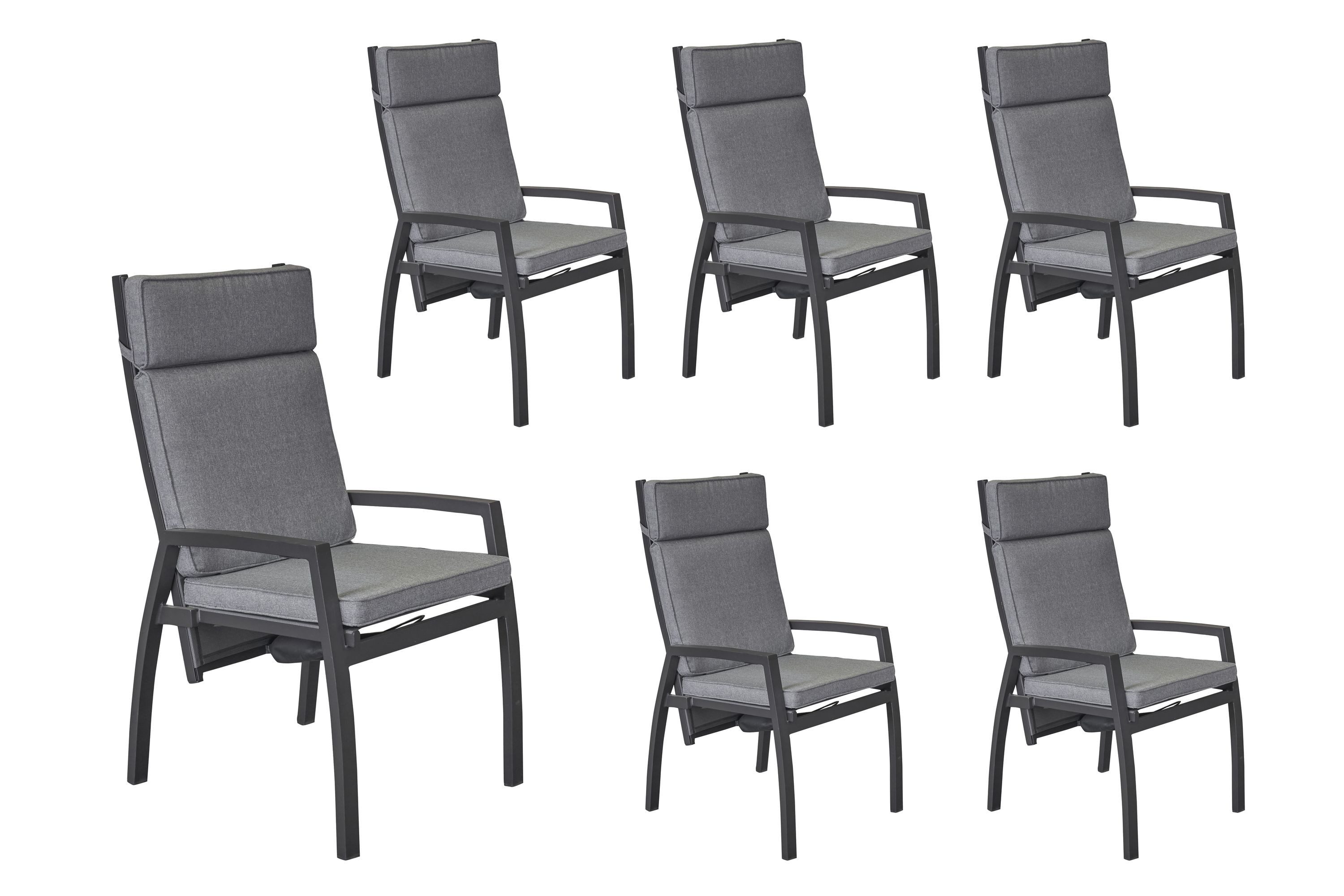 LC Garden Gartenstuhl LC Garden »Sondrino« Gartenstuhl anthrazit Textilen Positionsstuhl (6 St)