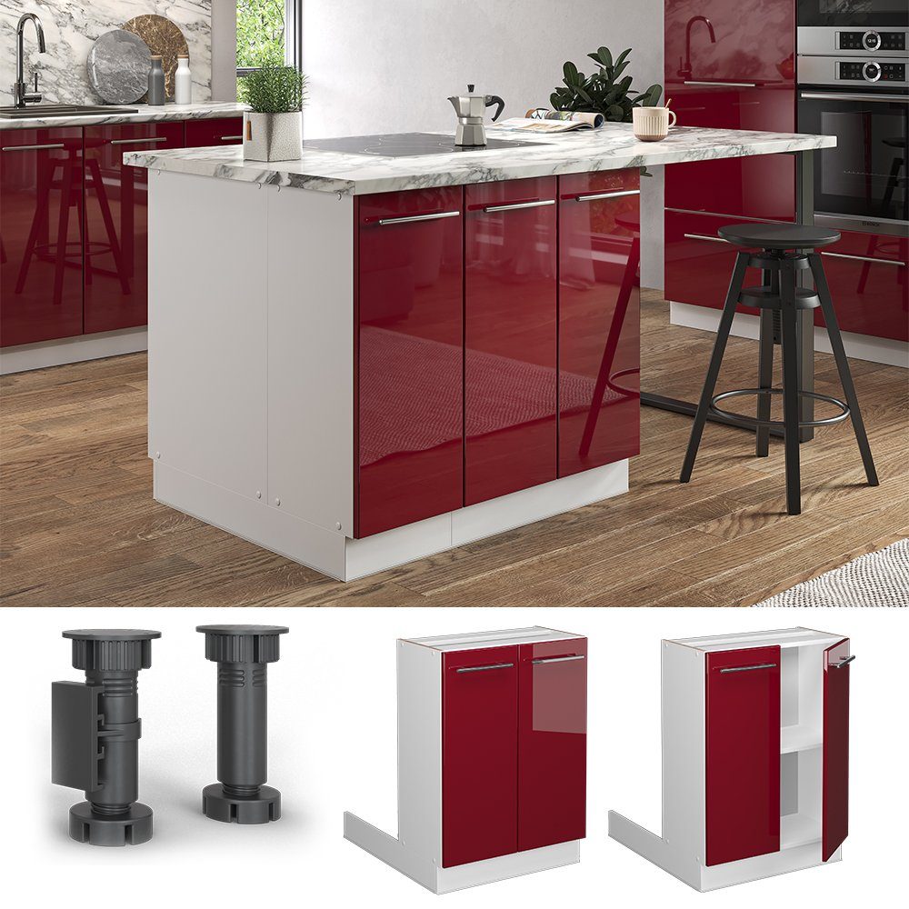 Vicco Unterschrank Fame-Line, Bordeaux Hochglanz/Weiß, 60 günstig online kaufen