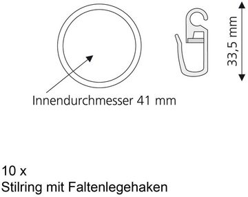 Gardinenring, Liedeco, Gardinenstangen, (Packung, 10-St., mit Faltenlegehaken), für Gardinenstangen Ø 28 mm