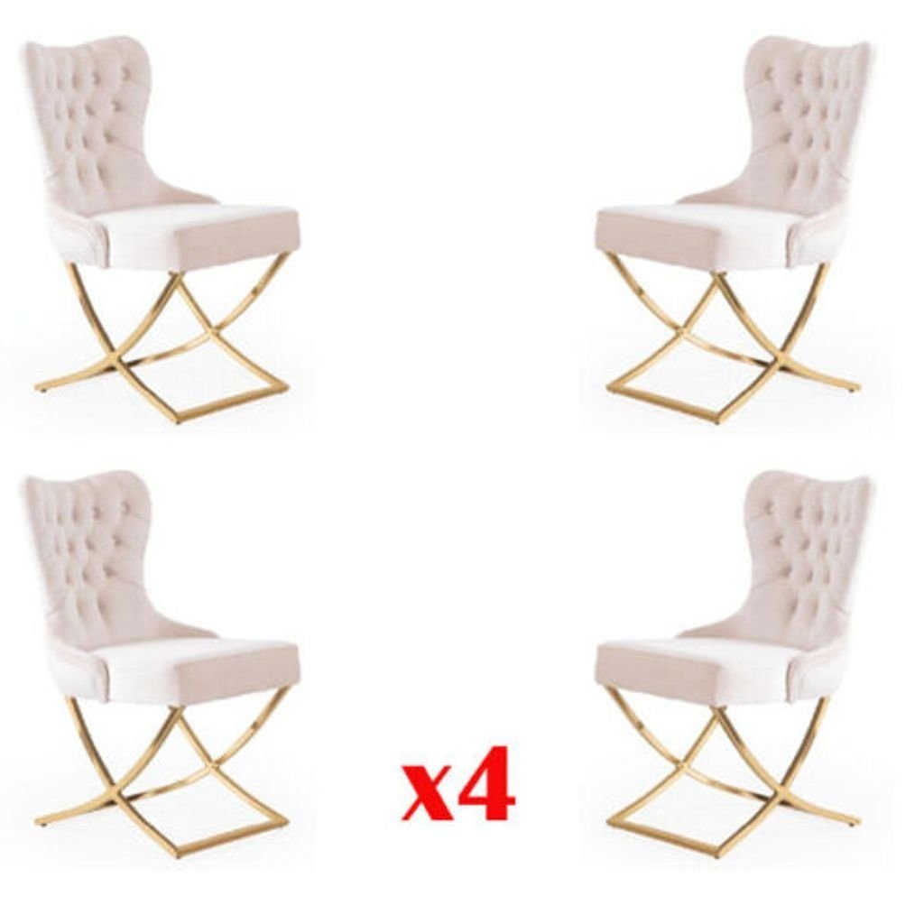 4x Küchen JVmoebel Textil Esszimmerstühle Esszimmerstuhl, Esszimmerstuhl Set Stühle Massiv