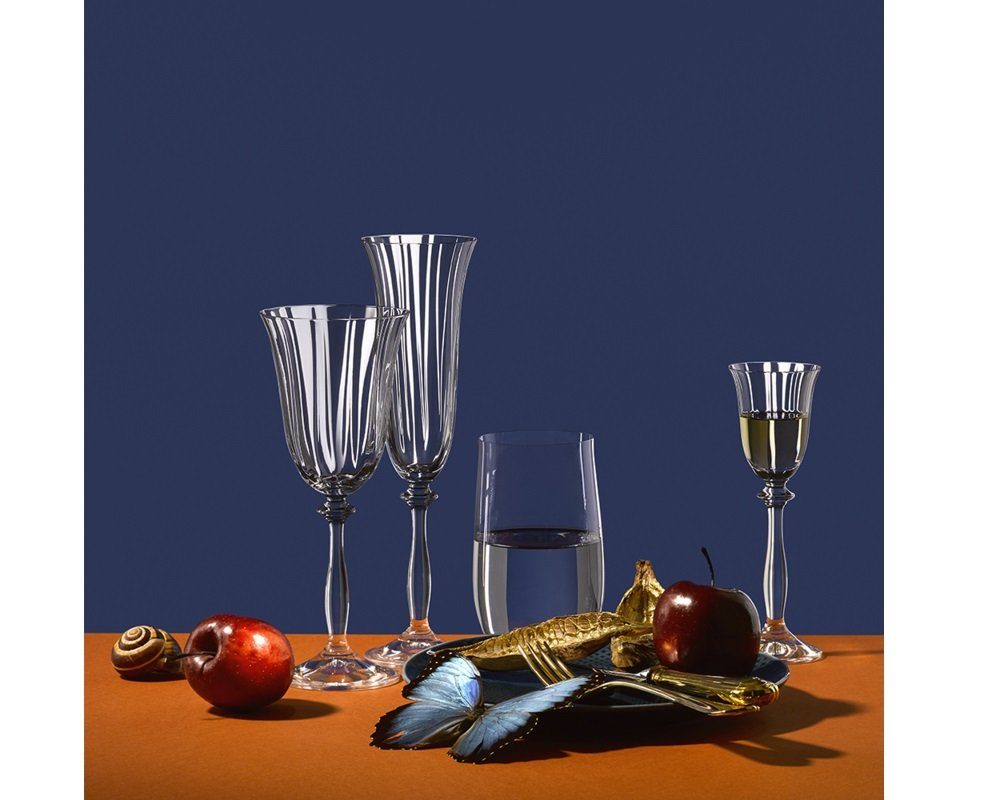 Crystalex Sektglas Angela Optic klar 190 ml 6er Set, 6-tlg., Kristallglas, Kristallglas, geriffelt