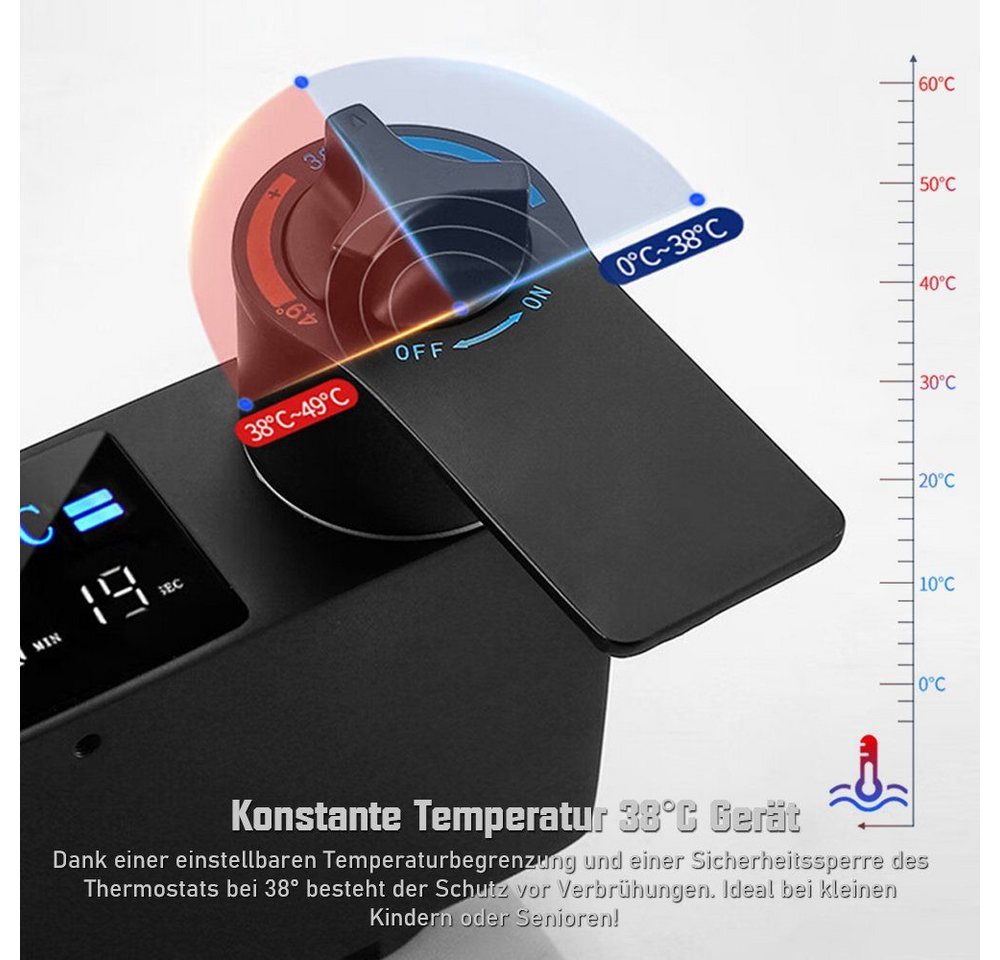 Thumbnail - XERSEK Brausegarnitur Schwarz Duschsystem mit Thermostat Armatur Ablage LCD Duscharmatur, 6 Strahlart(en), Kopfbrause: 3...