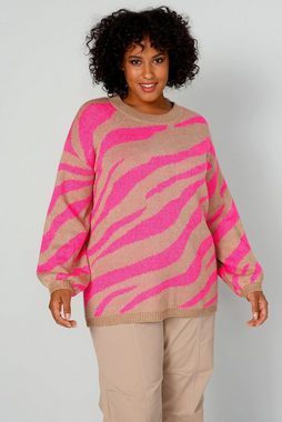 Angel of Style Strickpullover Pullover oversized farbiges Zebramuster Rundhals