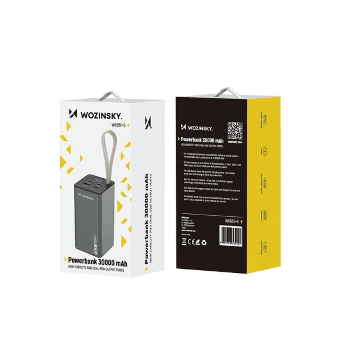 Wozinsky Powerbank Wozinsky K65+ 65W 30000mAh 2x USB-C, 1x USB-A 65W - schwarz Powerbank – Bild 4 von 4