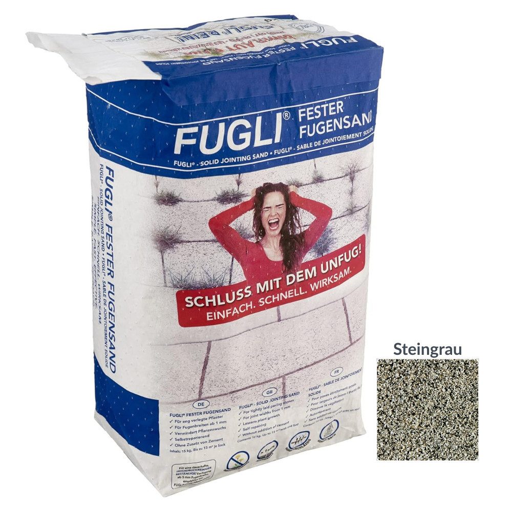 FUGLI® Fugensand Fester Premium Fugensand 15kg, ideal für schmale Fugen, unkrauthemmend, wird nach Aktivierung fest