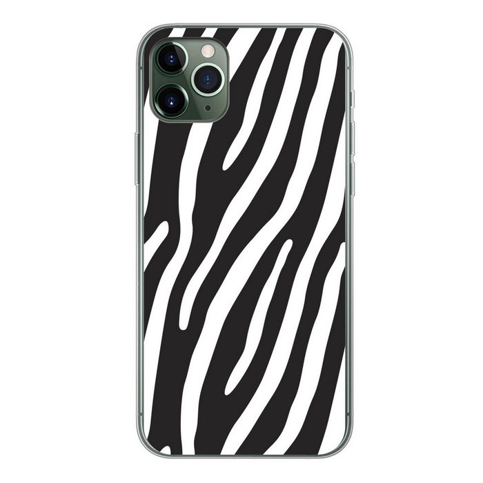 MuchoWow Handyhülle Tiere - Zebradruck - Schwarz Handyhülle Apple iPhone 11 Pro Max Smartphone-Bumper Print Handy