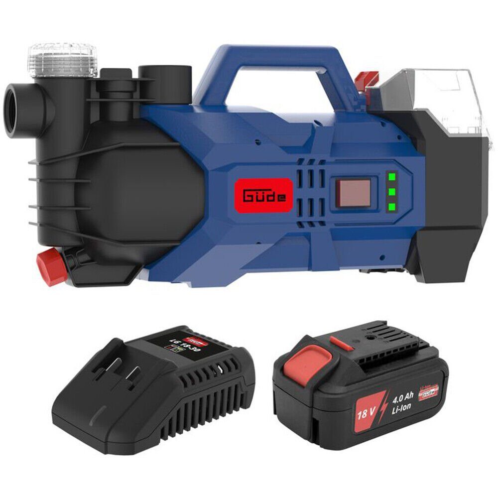 Güde Akku-Gartenpumpe Gartenpumpe GP 18-0 18 V mit Akku 4.0 Ah und Ladegerät