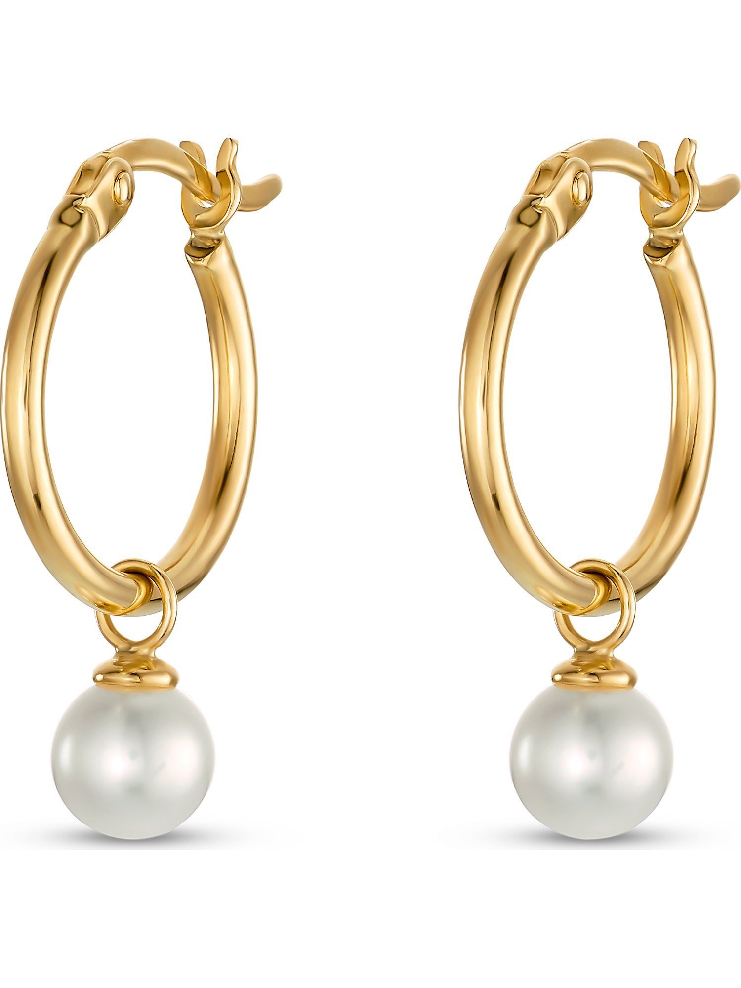 CHRIST Paar Серьги-кольца CHRIST Damen-Creolen 375er Gelbgold Süßwasserperle (Paar)
